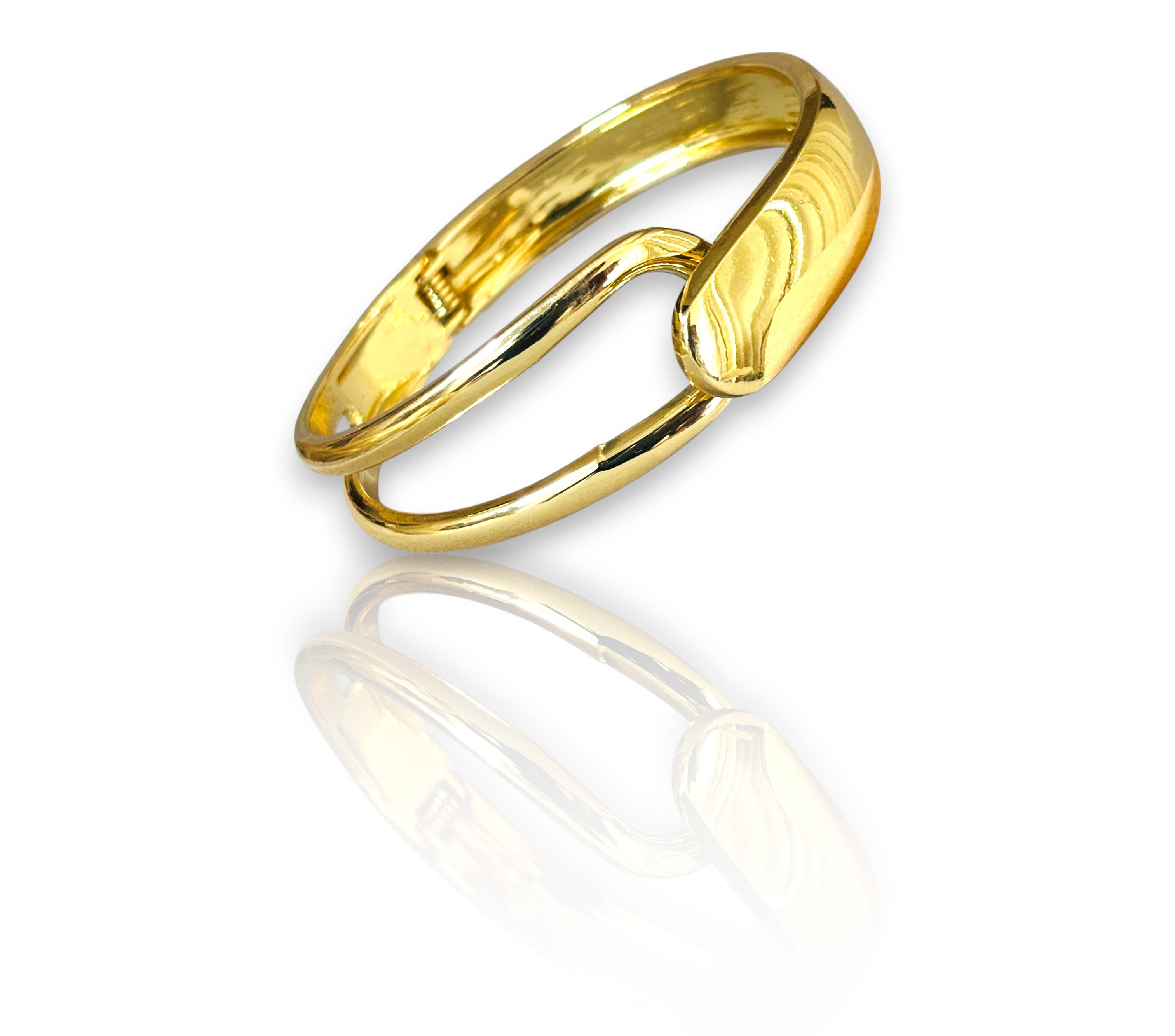 LA FILLE D'OR Elegant Gold-Plated OPEN BRACELET, Textured Design.