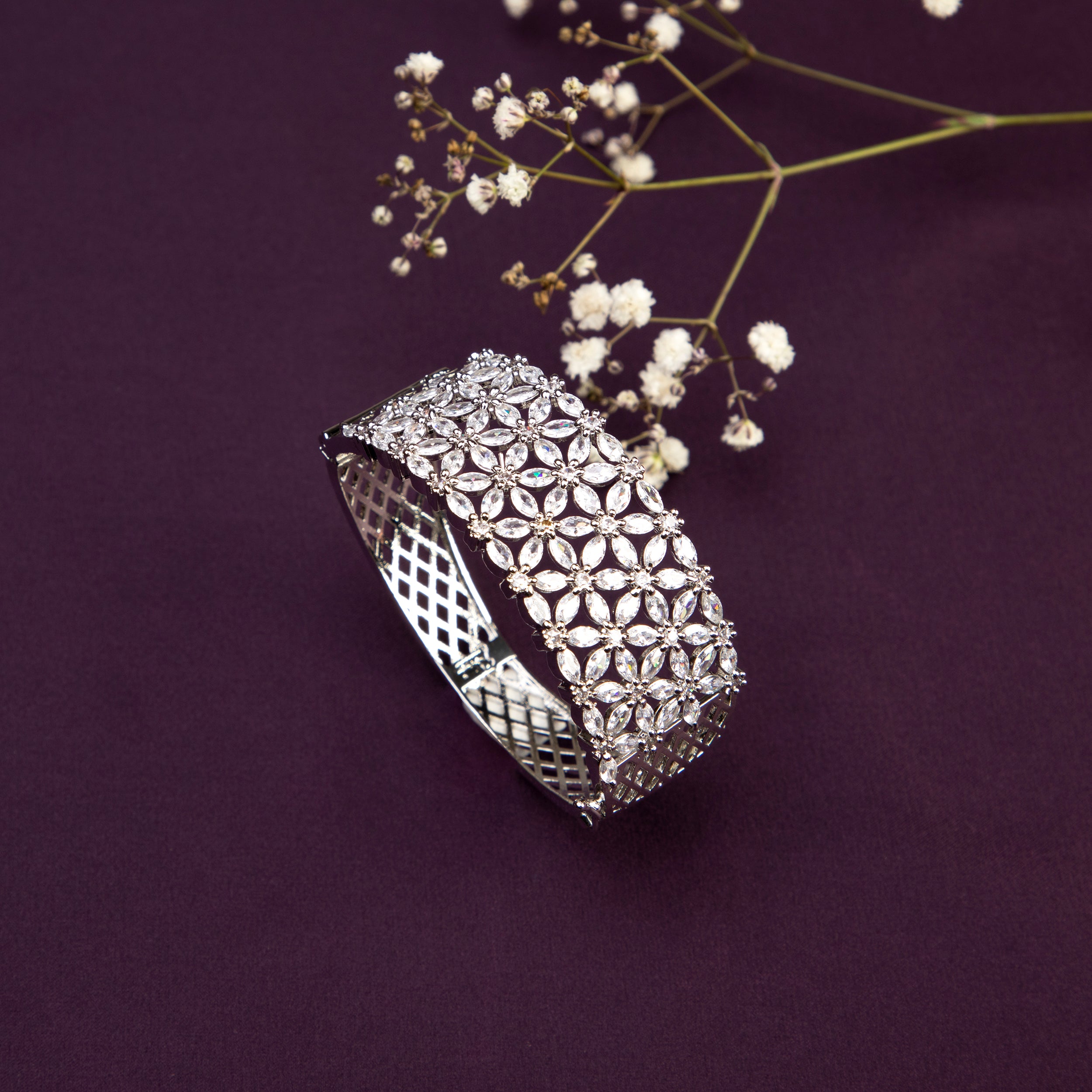 LA FILLE D'OR Stunning American Diamond Encrusted Bracelet.