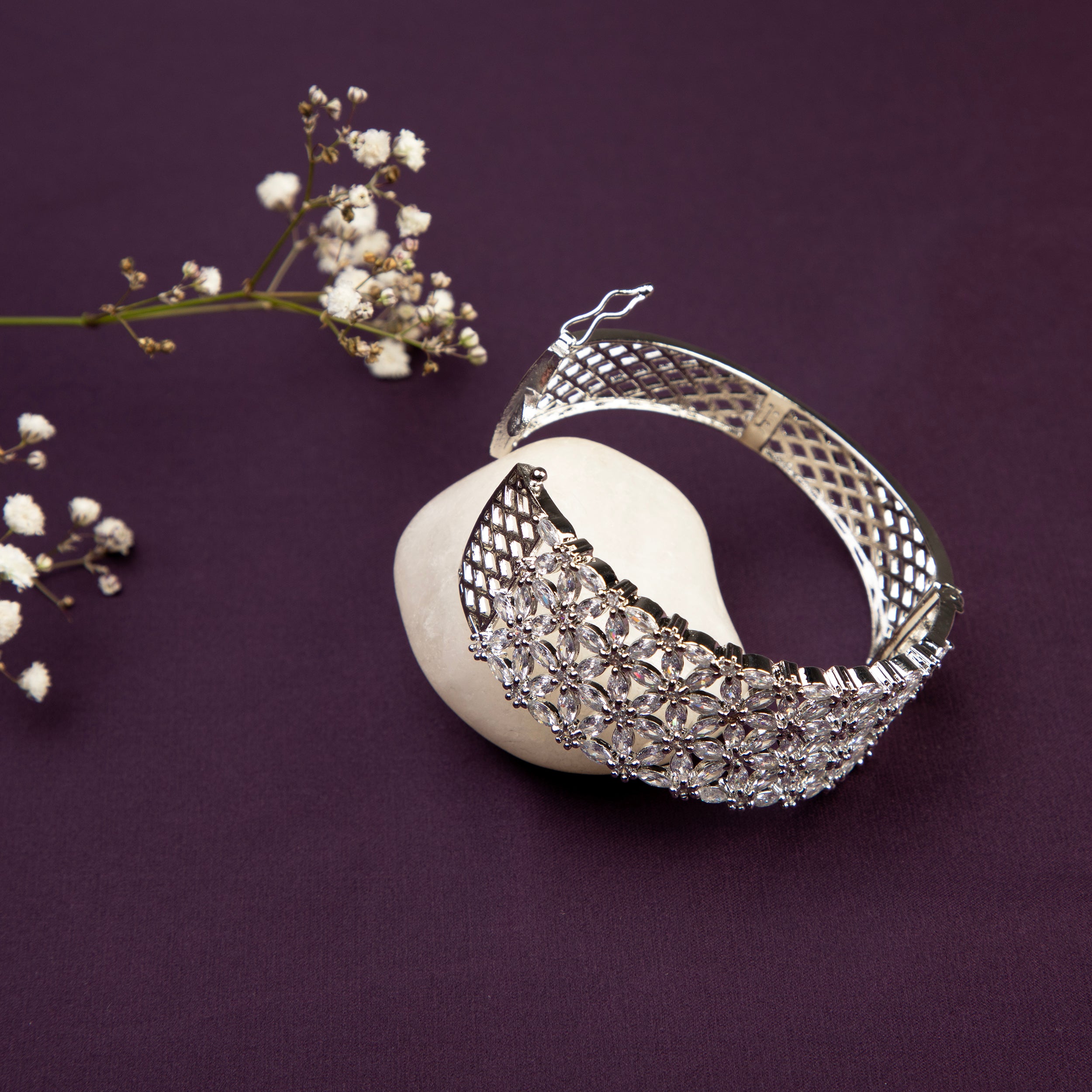 LA FILLE D'OR Stunning American Diamond Encrusted Bracelet.