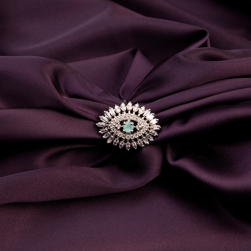 LA FILLE D'OR Vintage Style Marquise Cut Aquamarine and american Diamond Cocktail Ring