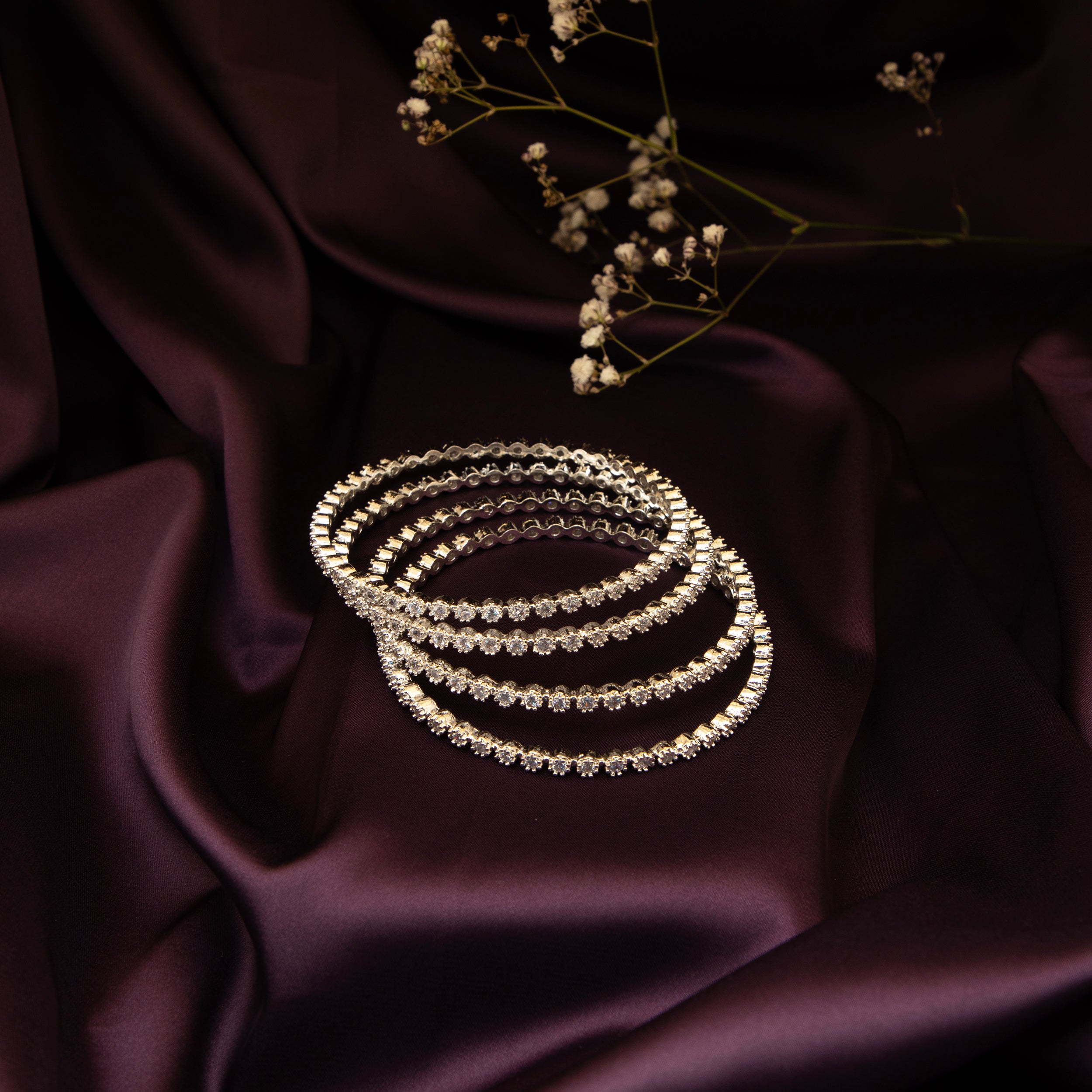 Crystal Rhinestone Bangles Set of 4 , Wedding Jewellery