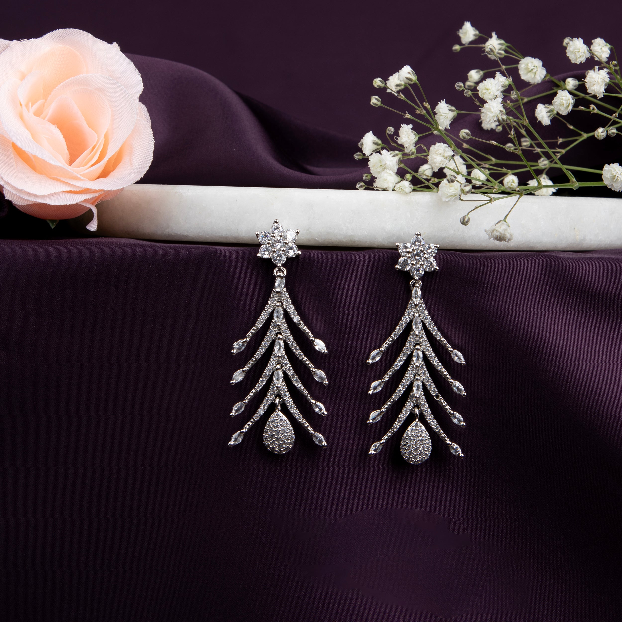 American and Diamond Chandelier Earrings