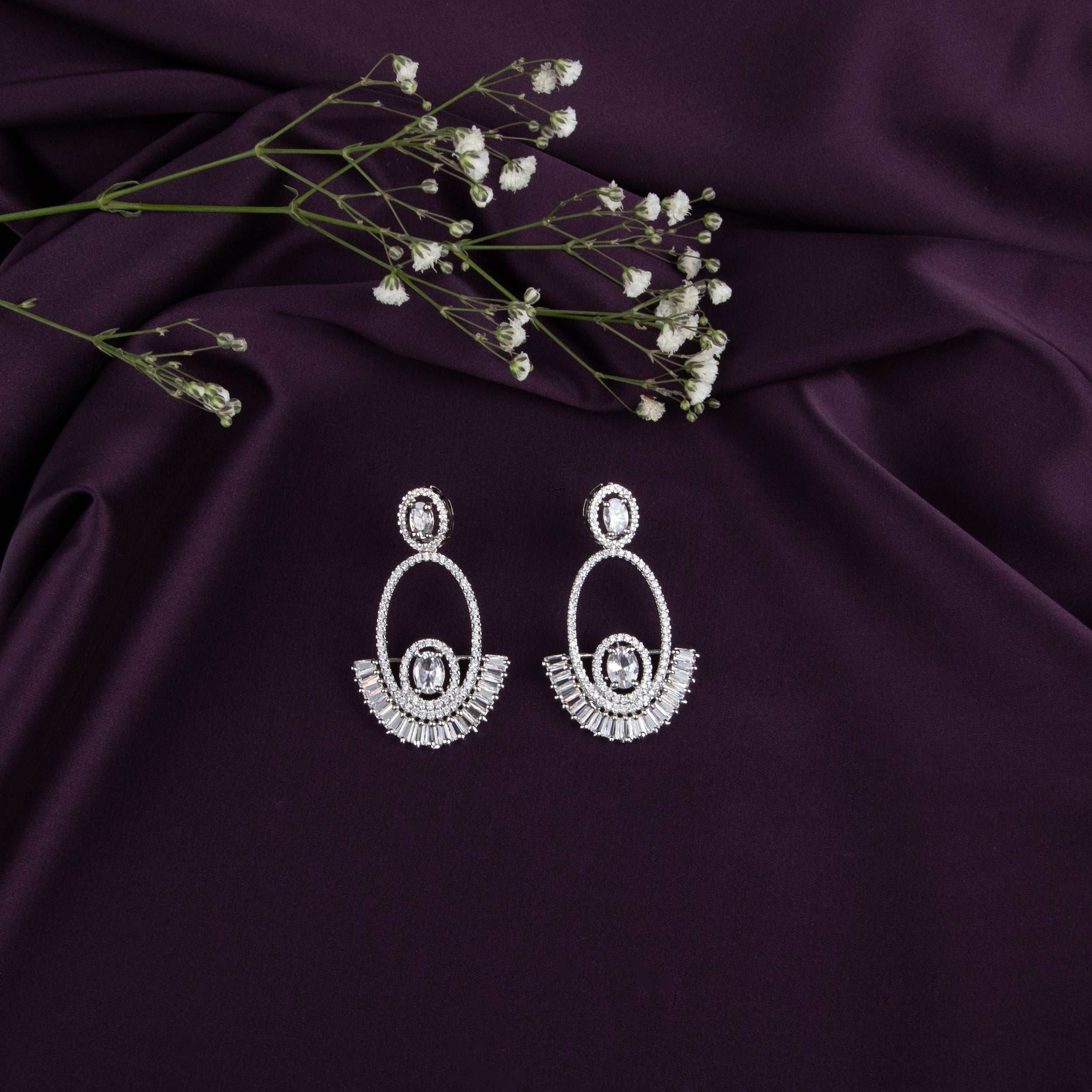Elegant Oval Cubic Zirconia Chandelier Earrings