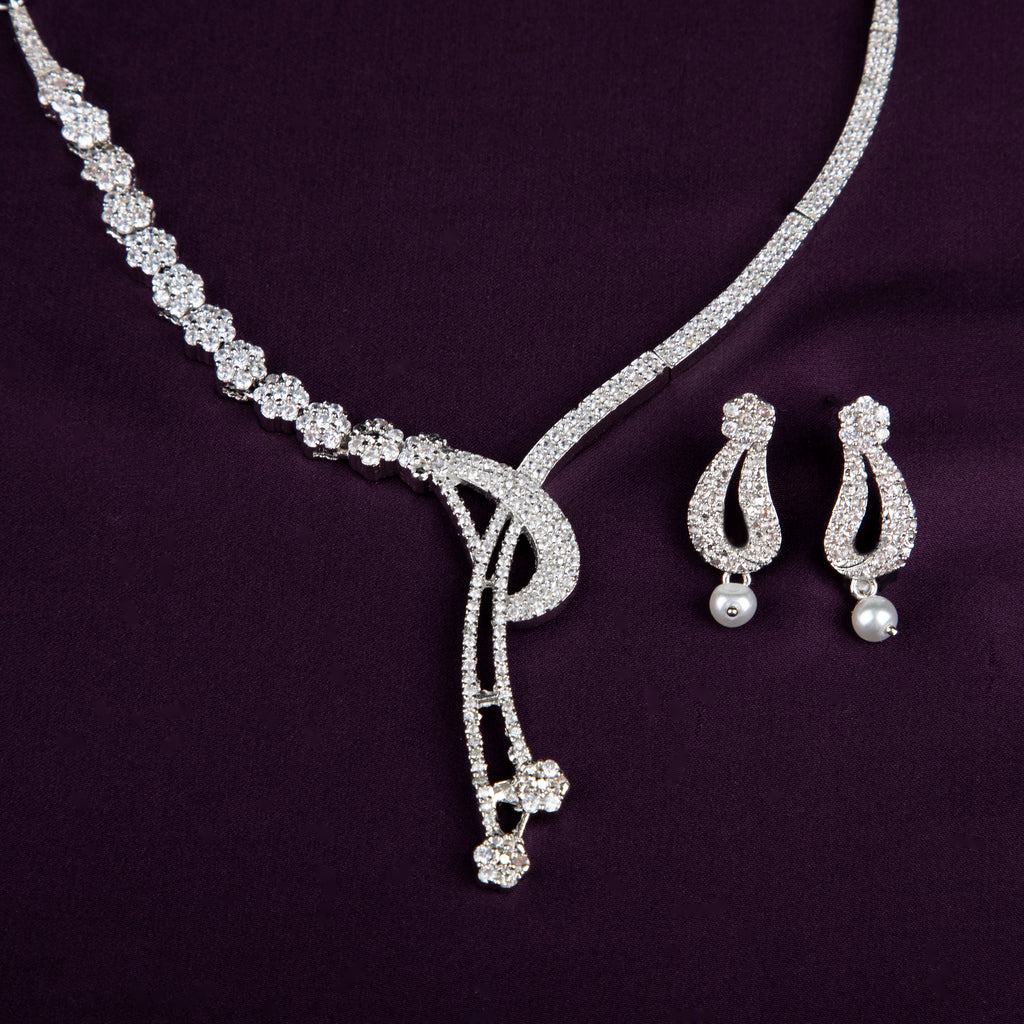 Sparkling Crystal Necklace Set with Matching Earrings.