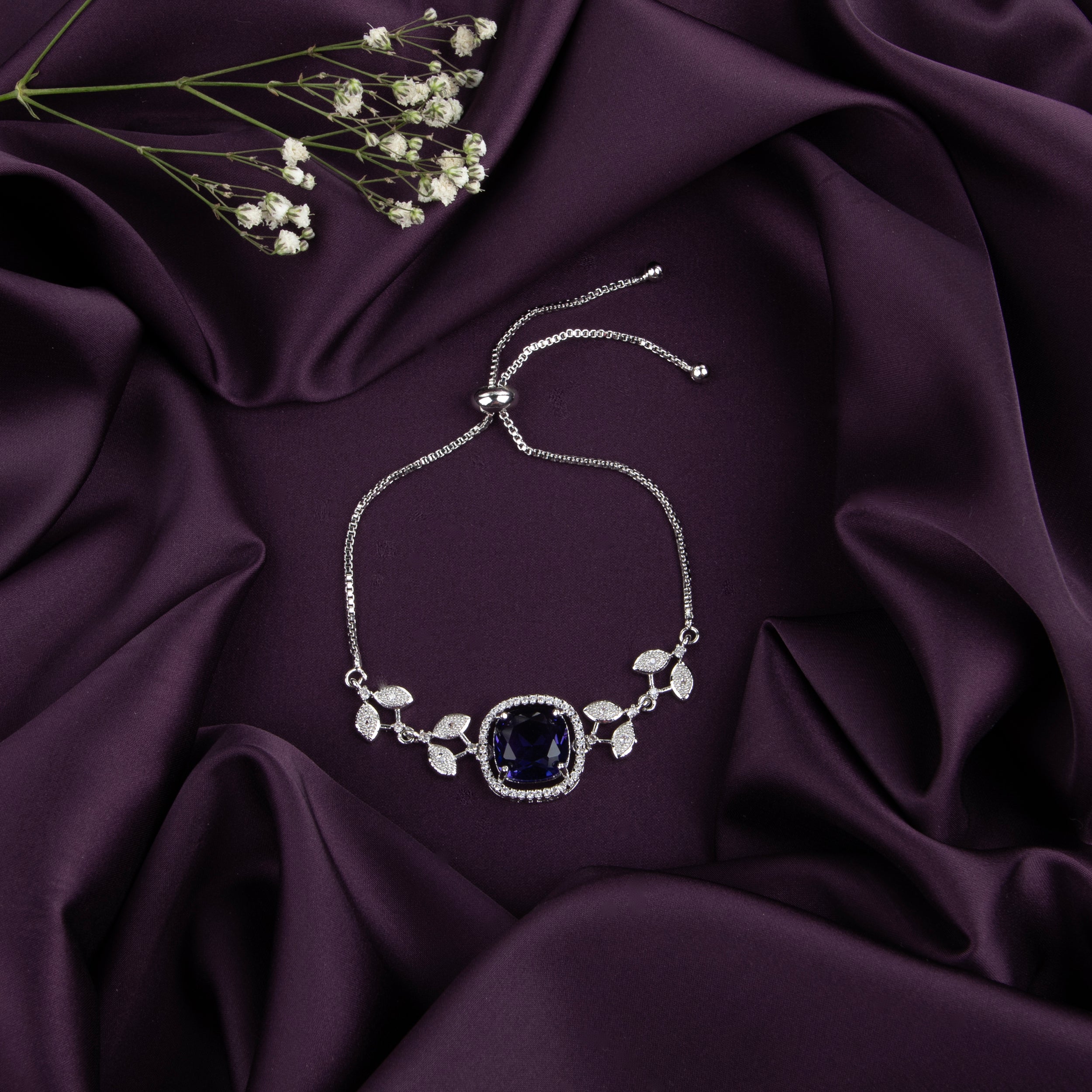 LA FILLE D'OR Simulated pink  and Cubic Zirconia Bracelet. (BLUE, One Size)