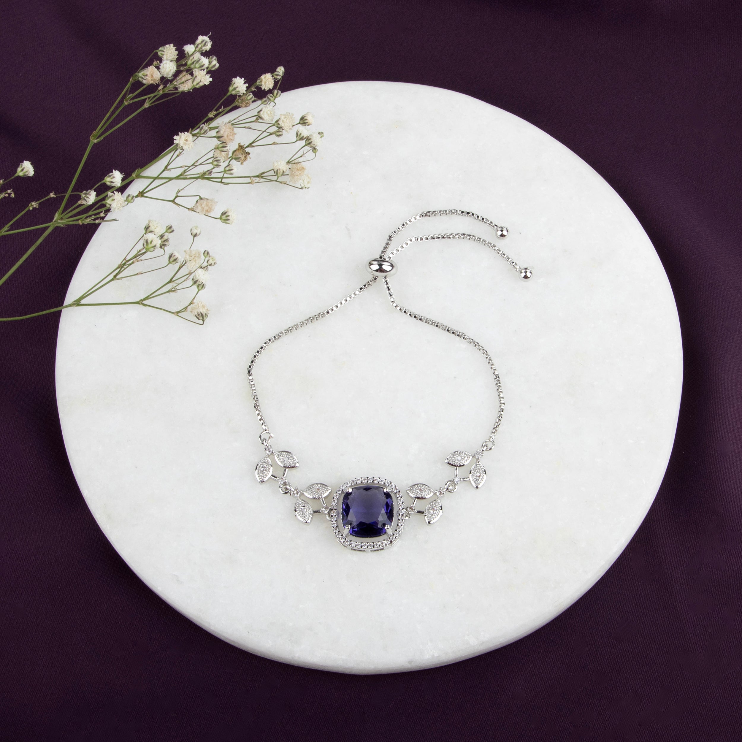 LA FILLE D'OR Simulated pink  and Cubic Zirconia Bracelet. (BLUE, One Size)