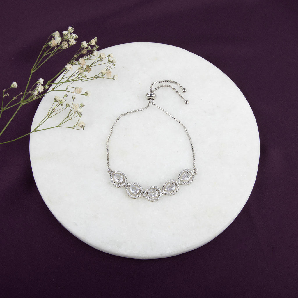 LA FILLE D'OR Elegant Cubic Zirconia silver colour Bracelet
