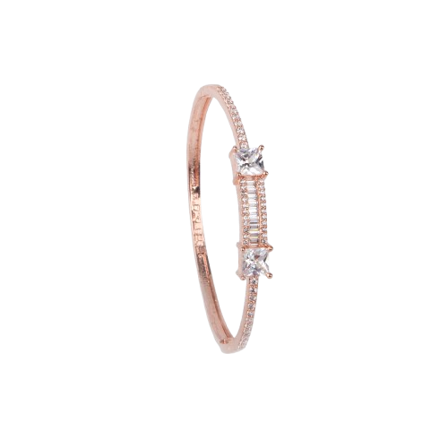 Rose Gold colour Bangle Bracelet with Cubic Zirconia Stones