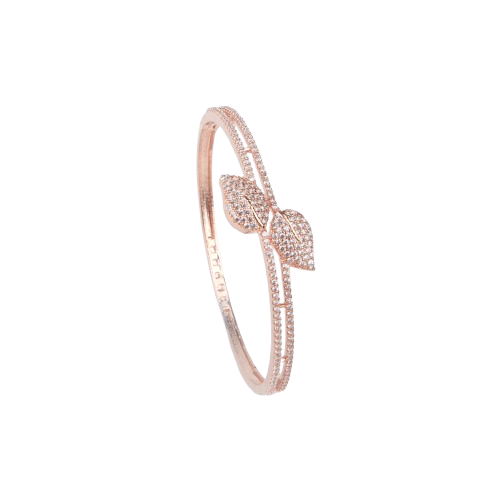 Rose Gold Colour American Diamond Accent Bow Bangle Bracelet