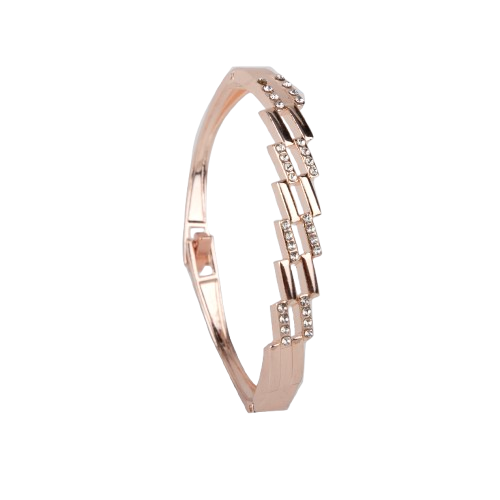 LA FILLE D'OR Crystal Rhinestone Bangle Bracelet, Rose Gold Colour, Elegant Design (ROSE, One Size)