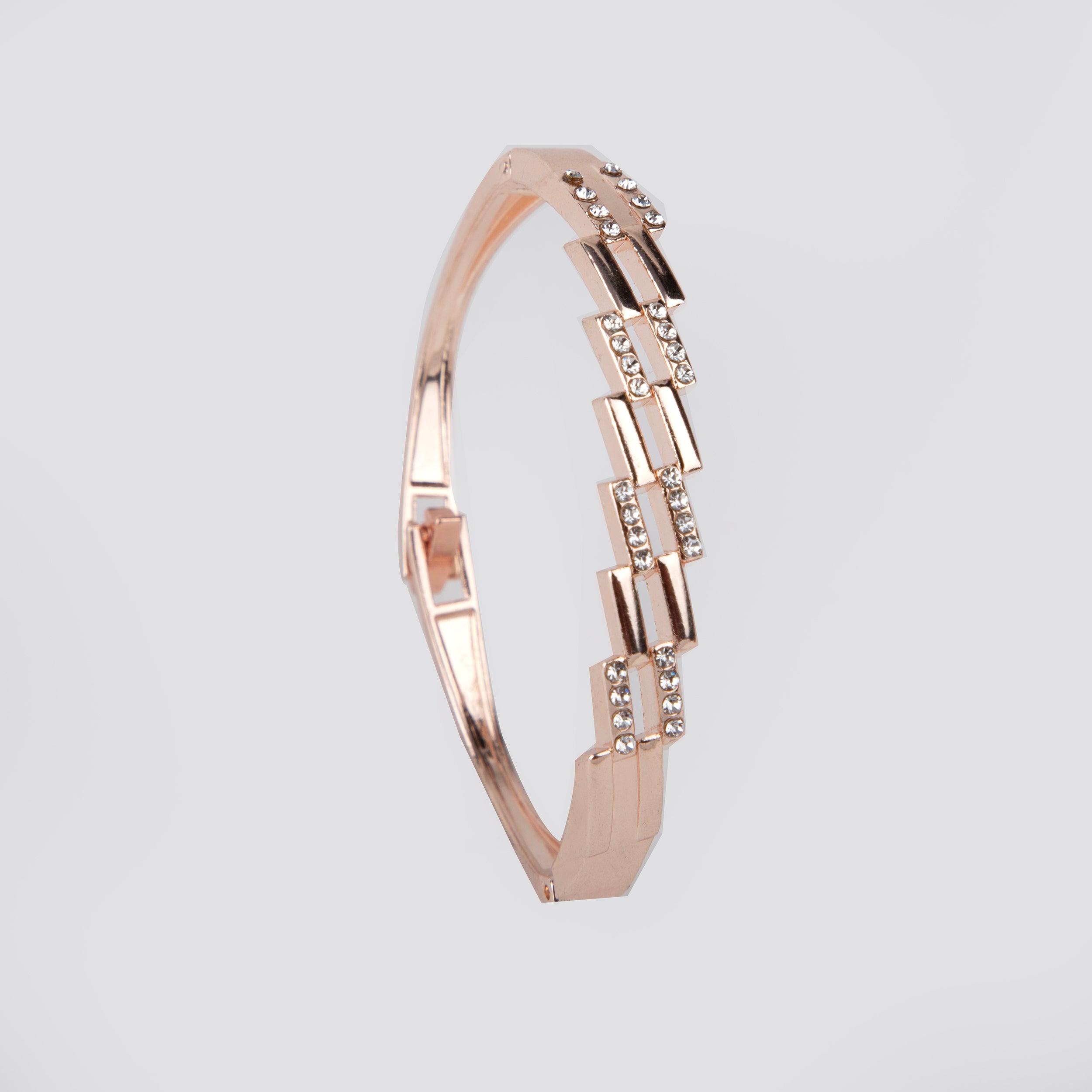 LA FILLE D'OR Crystal Rhinestone Bangle Bracelet, Rose Gold Colour, Elegant Design (ROSE, One Size)