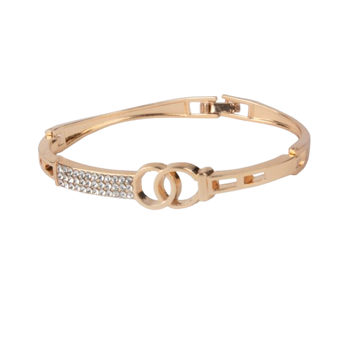 LA FILLE D'OR  Golden Colour Bracelet with Crystals and Interlocking Circles. (GOLD, One Size)
