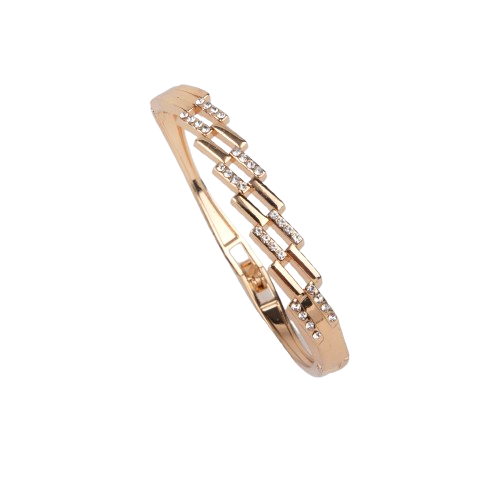 LA FILLE D'OR Crystal Rhinestone Bangle Bracelet,  Golden Colour, Elegant Design (GOLD, One Size)