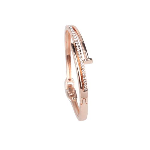 LA FILLE D'OR Crystal Rhinestone Bangle Bracelet,Golden Toned, Hinged Clasp Design (GOLD, One Size)