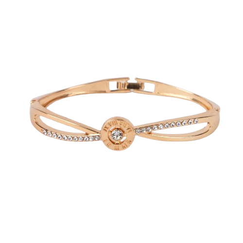 LA FILLE D'OR  Golden Colour Bracelet with Crystals, Adjustable. (GOLD, One Size)