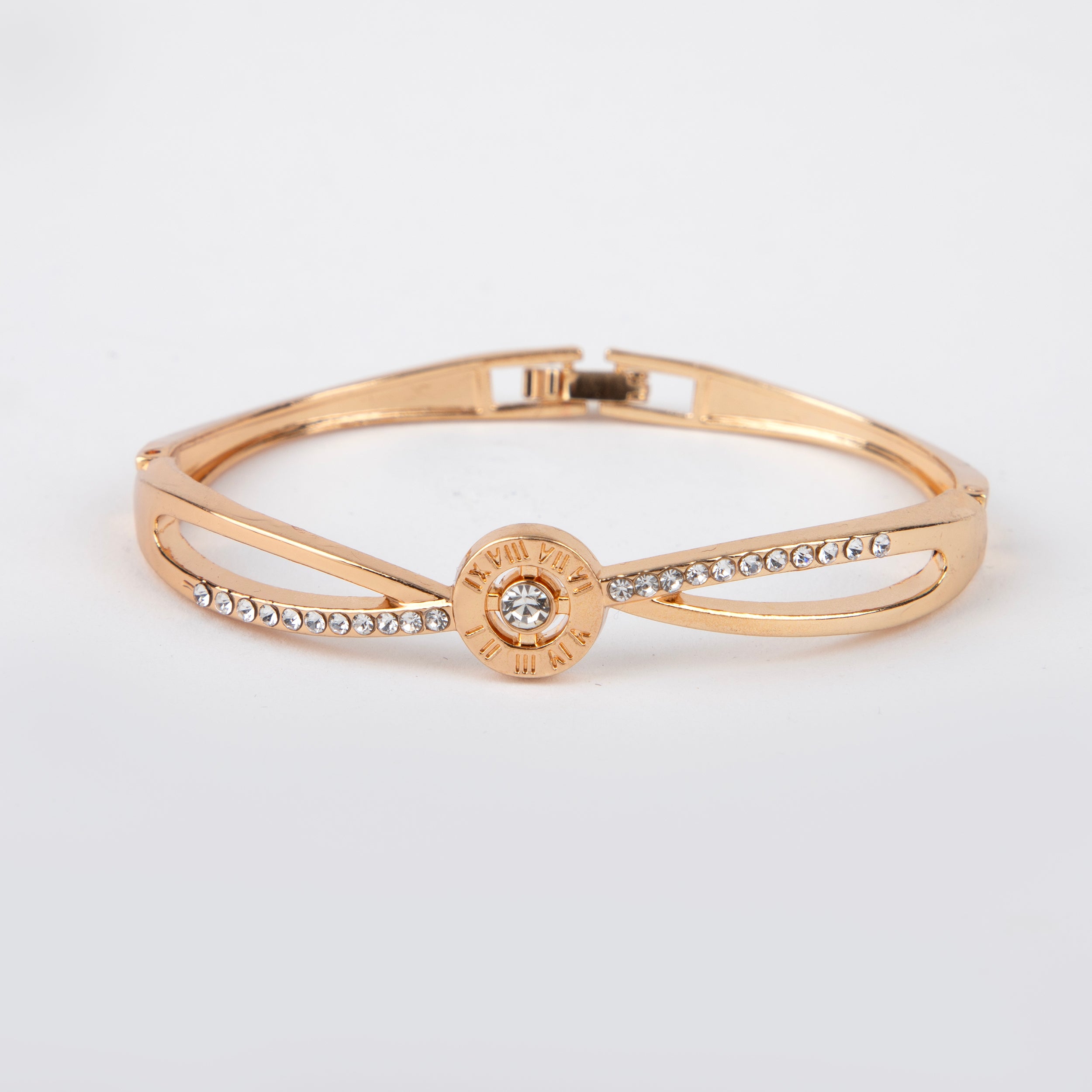 LA FILLE D'OR  Golden Colour Bracelet with Crystals, Adjustable. (GOLD, One Size)