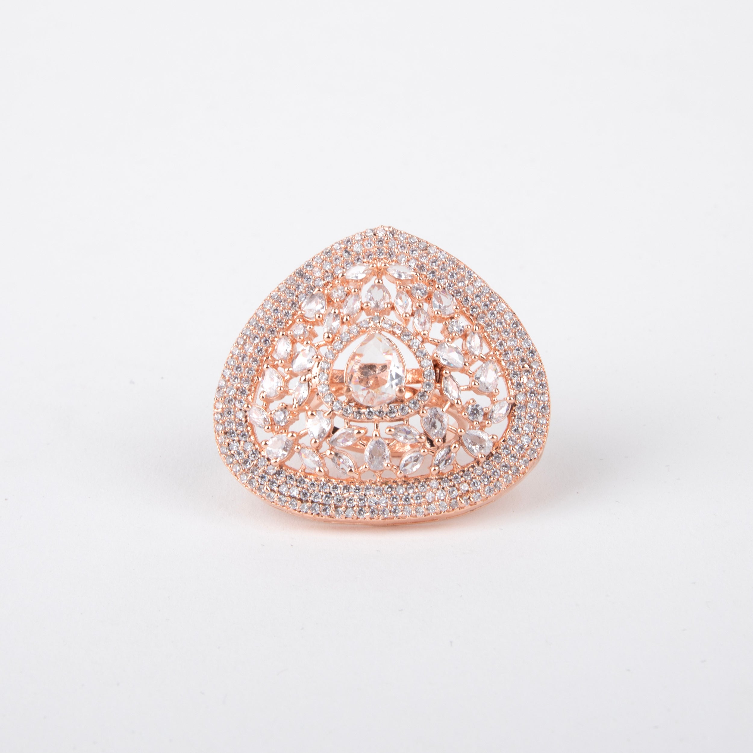 LA FILLE D'OR Rose Gold Plated American Diamond Ring.