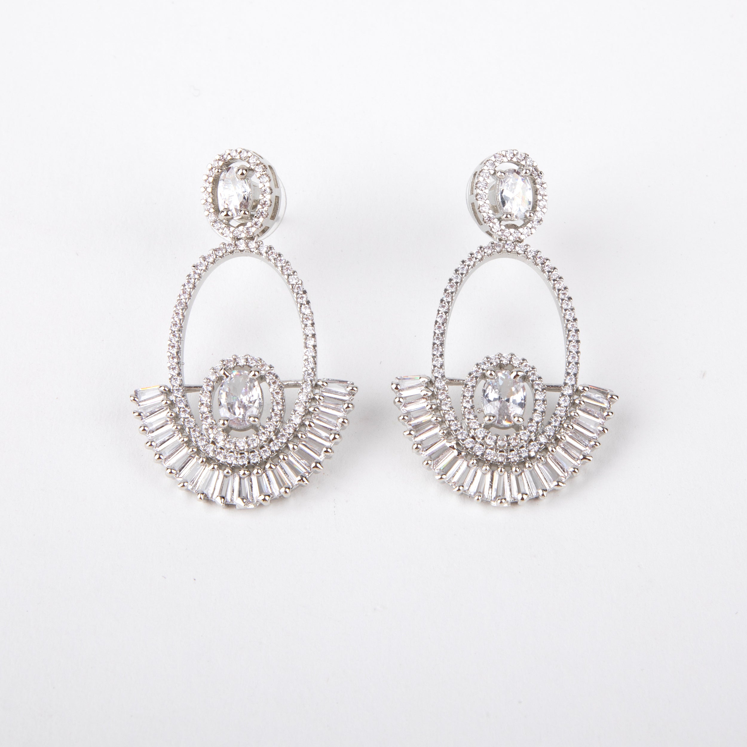 Elegant Oval Cubic Zirconia Chandelier Earrings