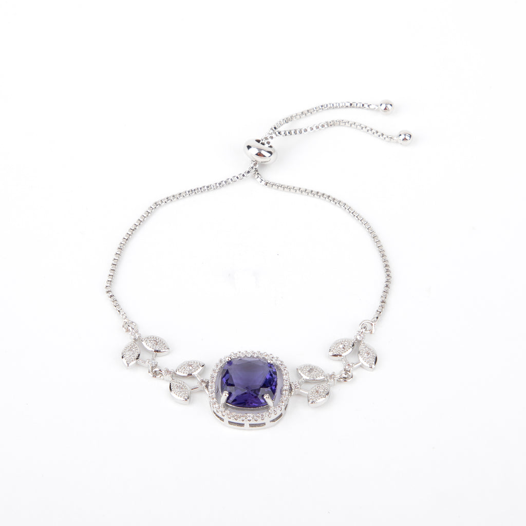 LA FILLE D'OR Simulated pink  and Cubic Zirconia Bracelet. (BLUE, One Size)