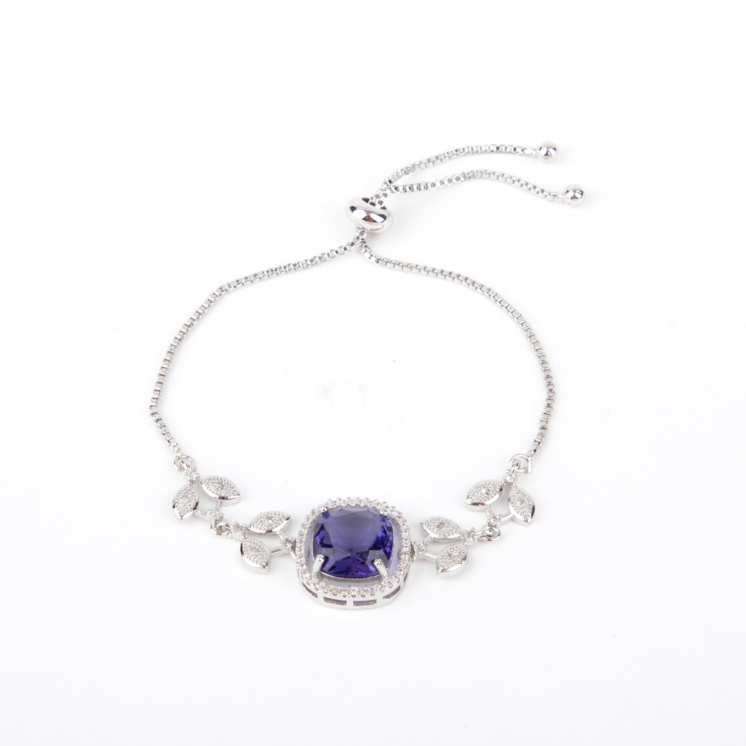 LA FILLE D'OR Simulated pink  and Cubic Zirconia Bracelet. (BLUE, One Size)