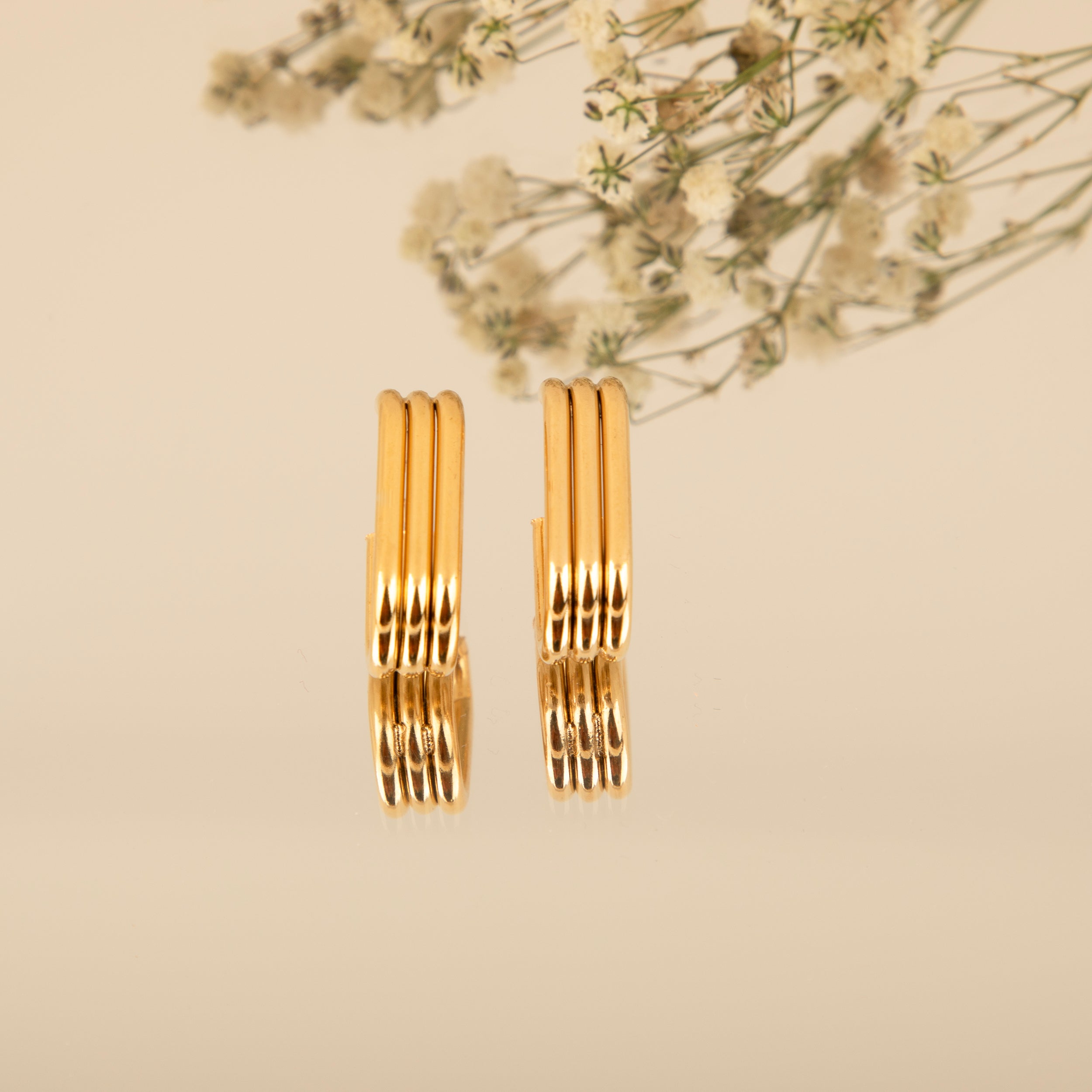 Gold Tone Hoop Earrings, U-Shaped