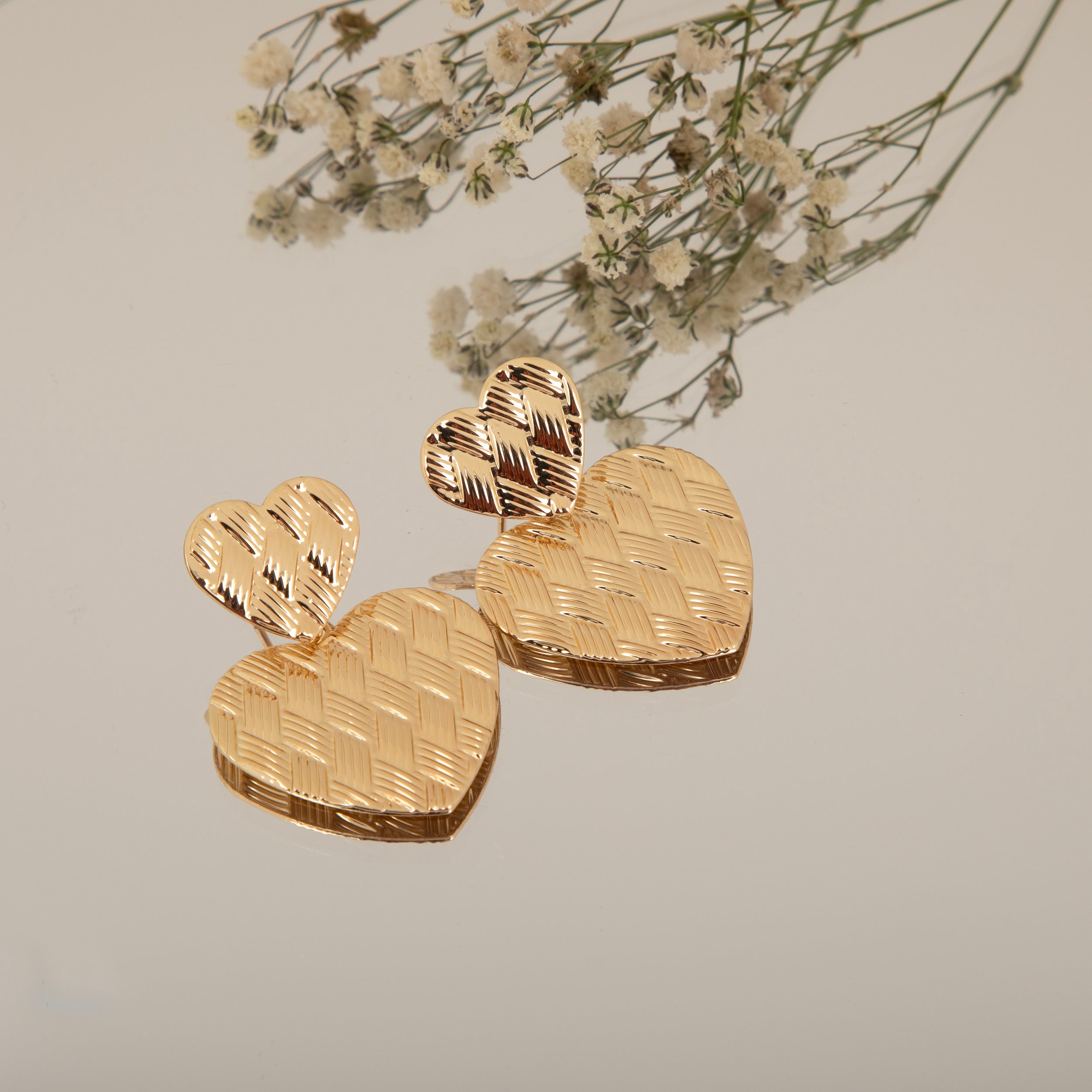 LA FILLE D'OR Gold-Tone Heart Shaped Earrings