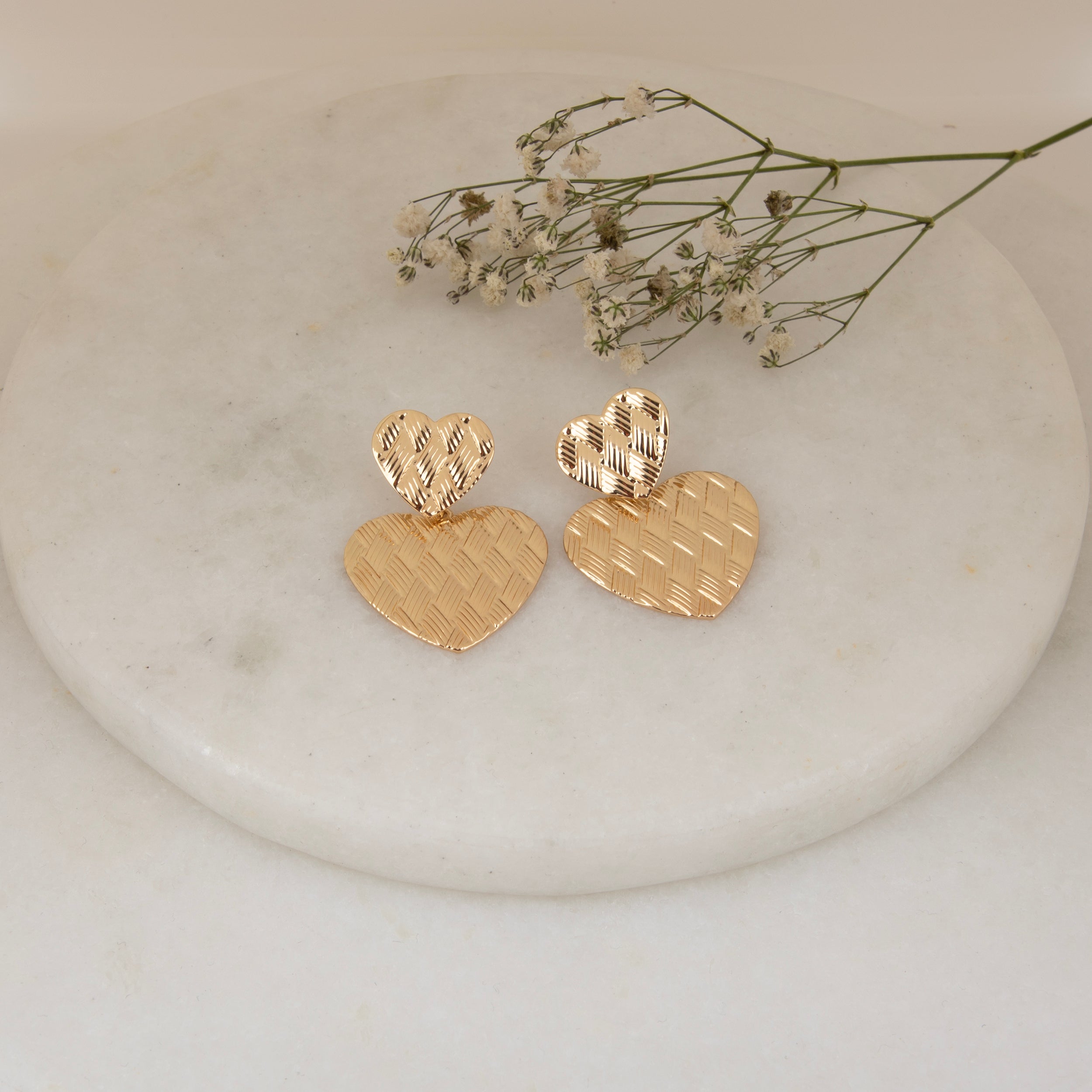 LA FILLE D'OR Gold-Tone Heart Shaped Earrings