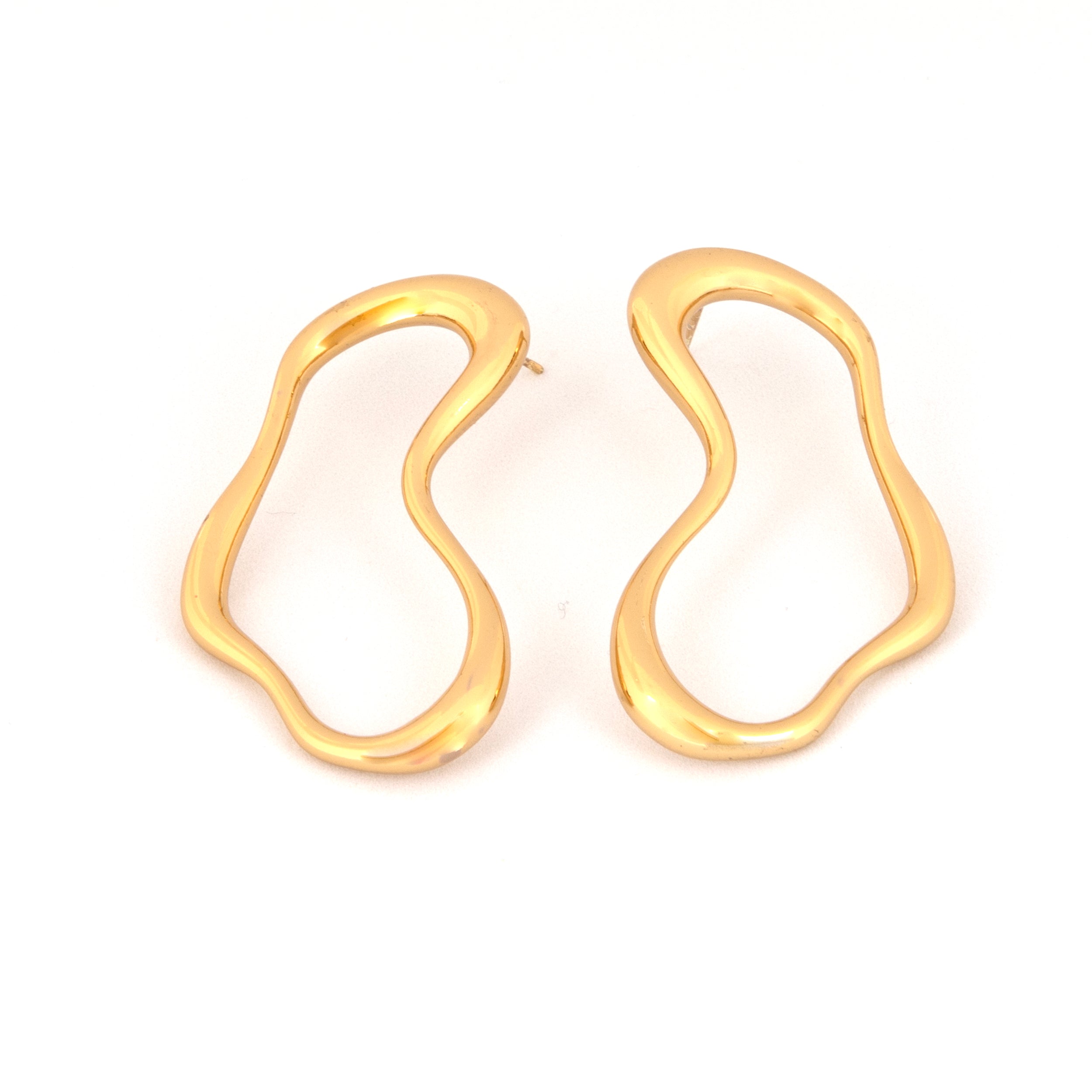 Gold Plated Squiggle Shaped Hoop Earrings