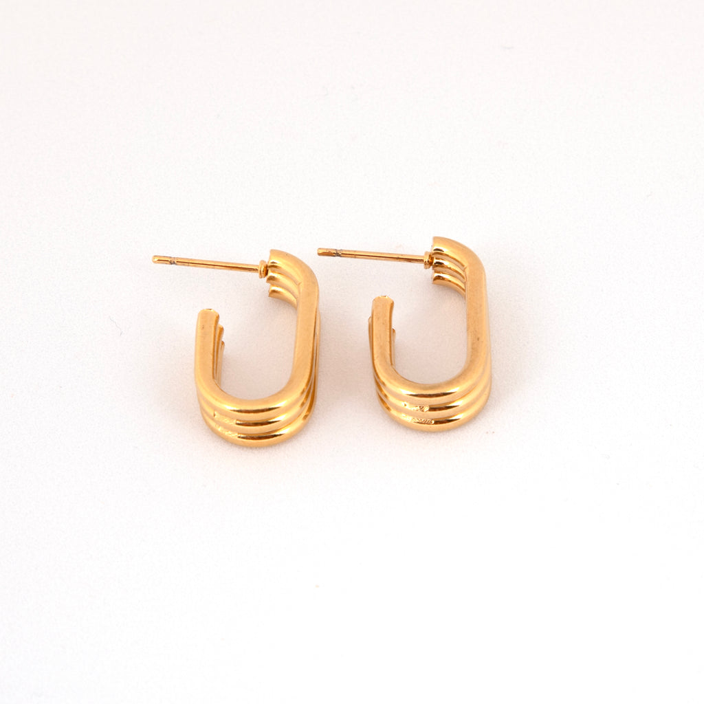 Gold Tone Hoop Earrings, U-Shaped