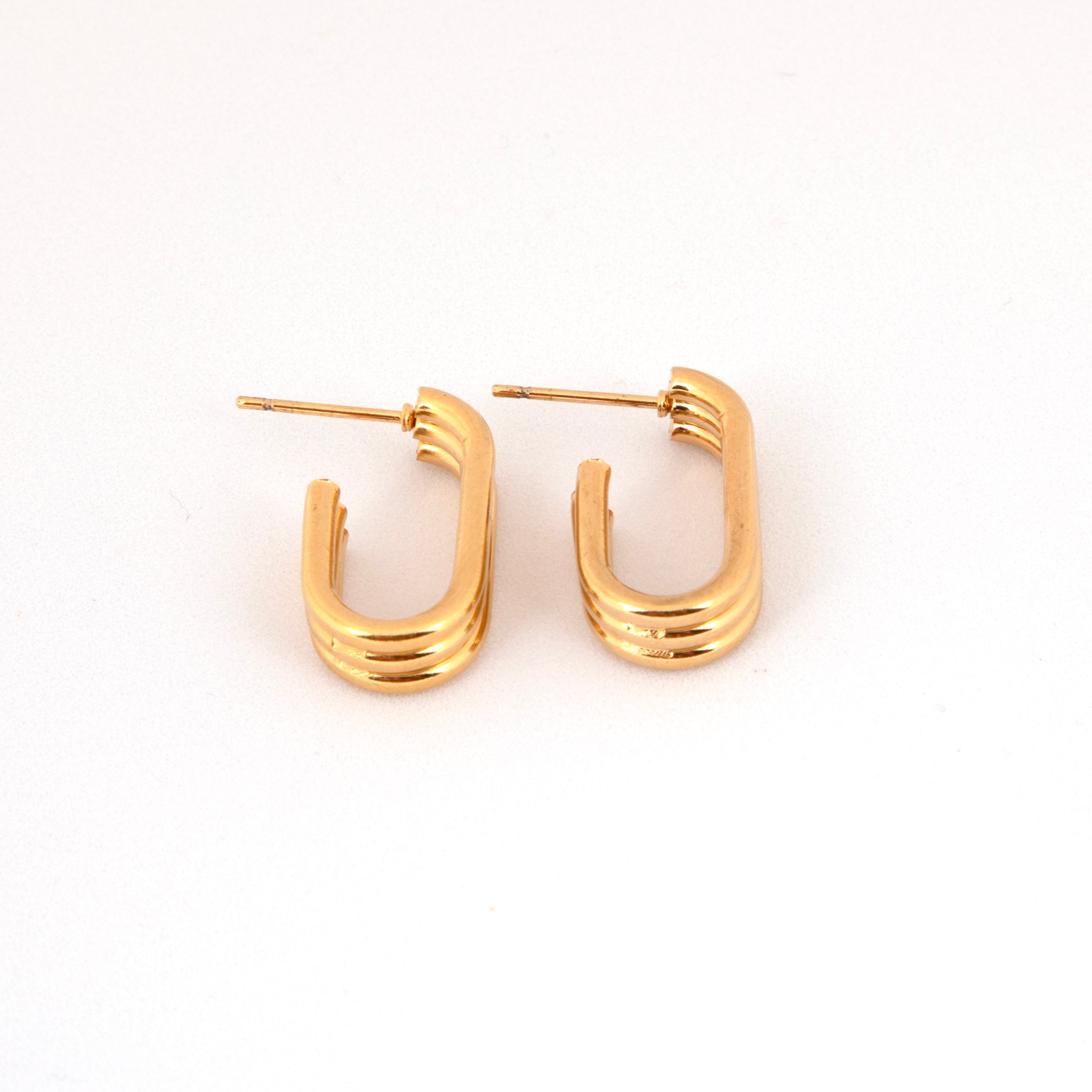 Gold Tone Hoop Earrings, U-Shaped