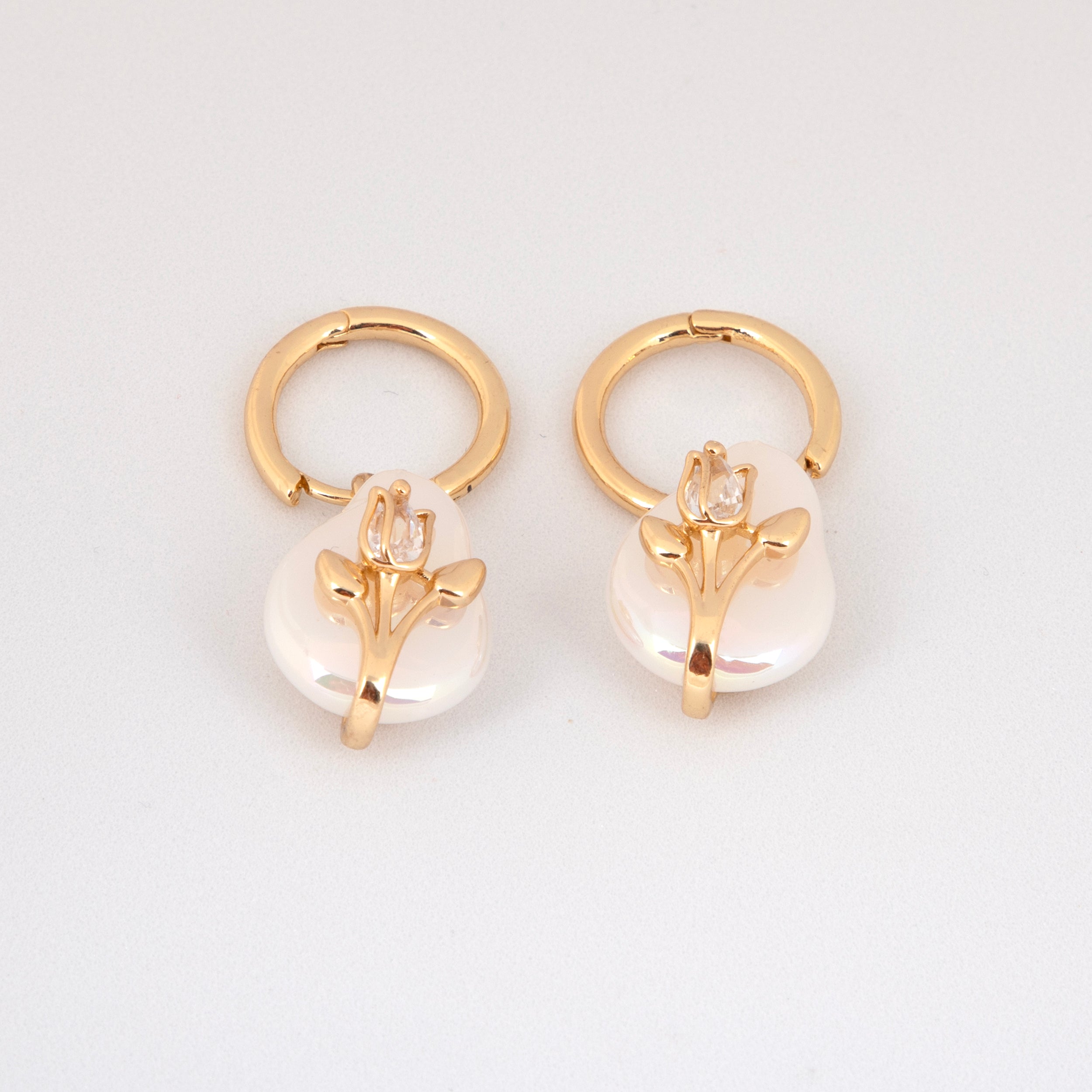 Gold-Plated Earrings with Pearl Pendants