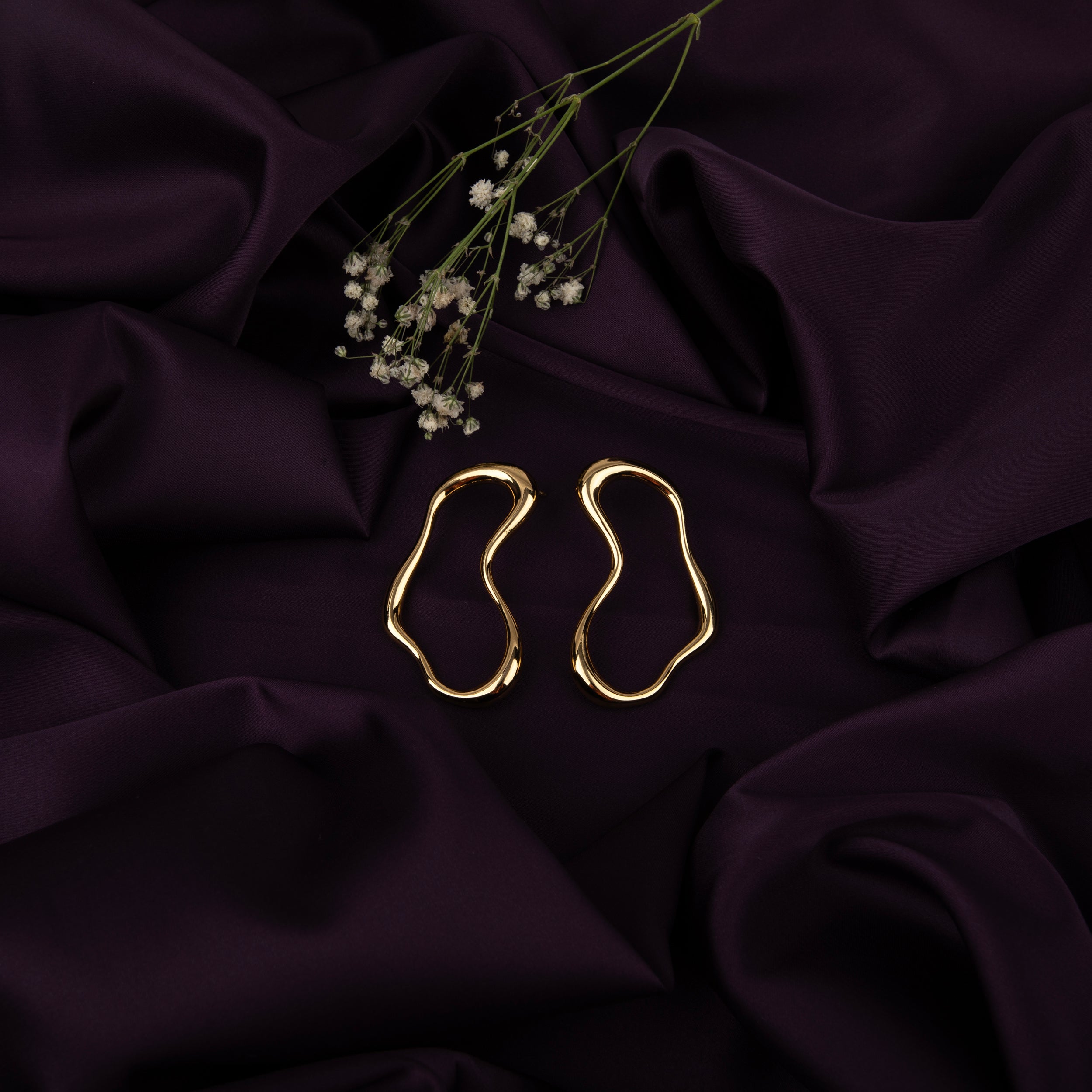 Gold Plated Squiggle Shaped Hoop Earrings