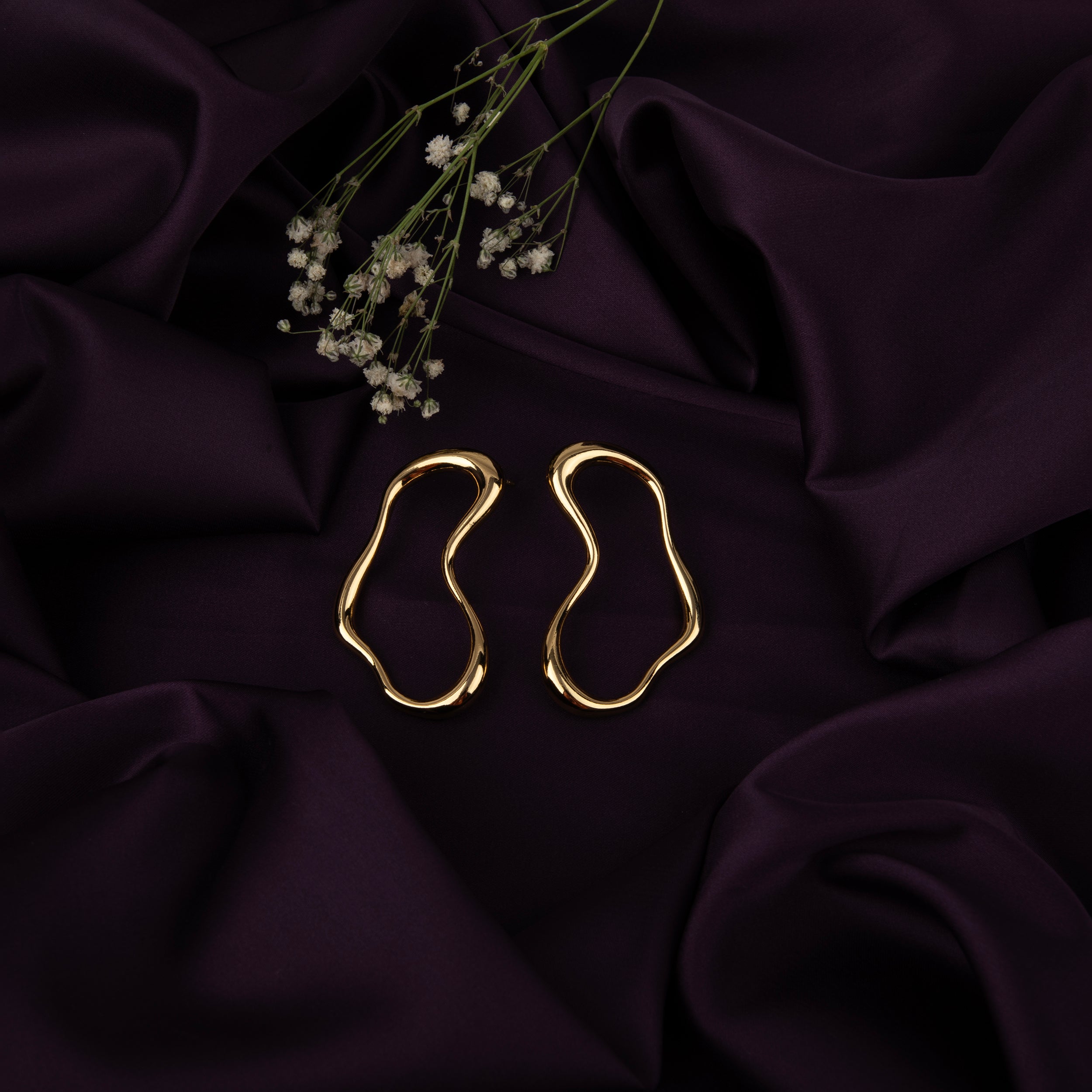 Gold Plated Squiggle Shaped Hoop Earrings