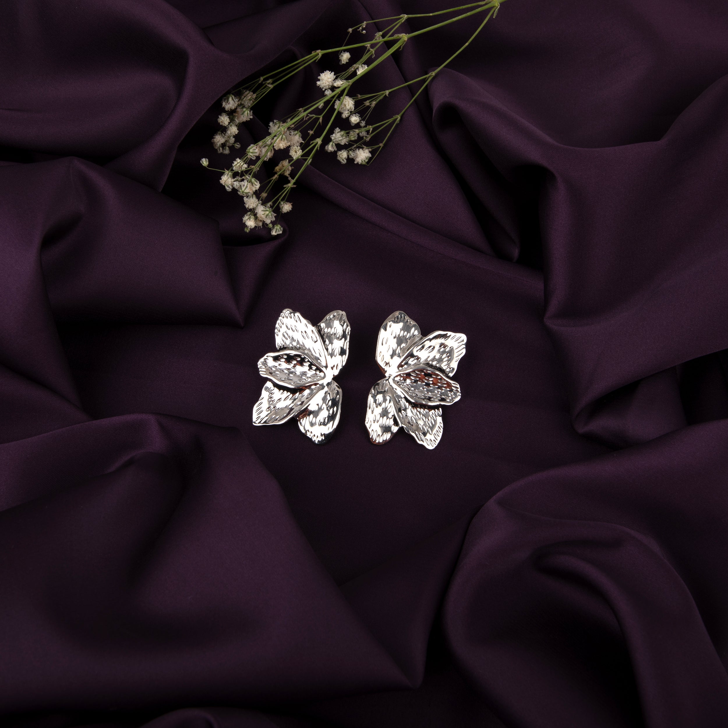 LA FILLE D'OR Rose Gold Plated Floral Stud Earrings