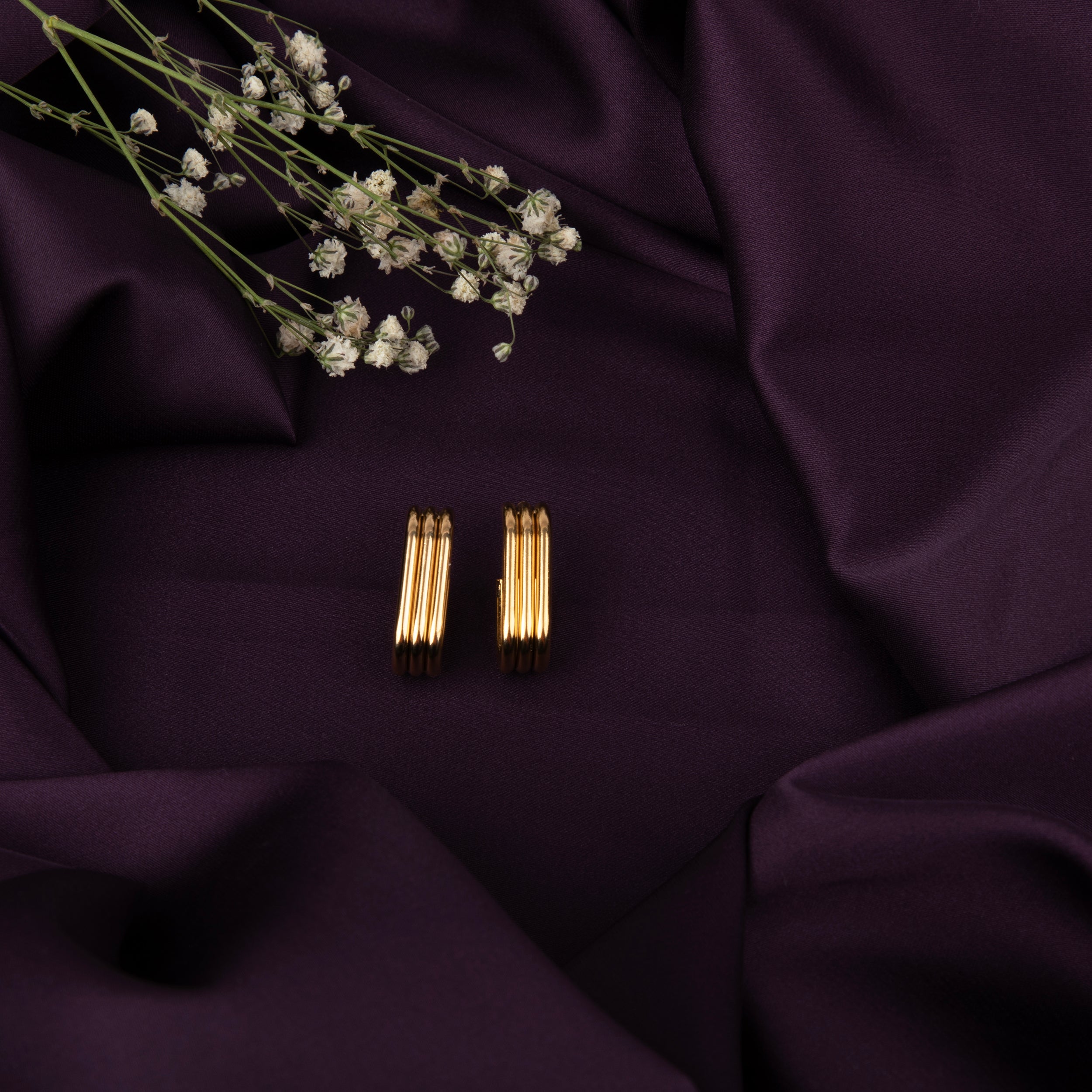 Gold Tone Hoop Earrings, U-Shaped