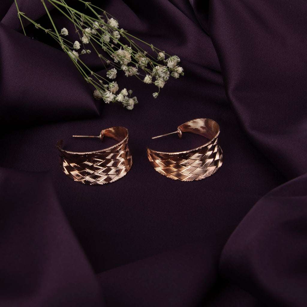 LA FILLE D'OR ROUND SHAPED EARRINGS (ROSE GOLD, ONE SIZE)