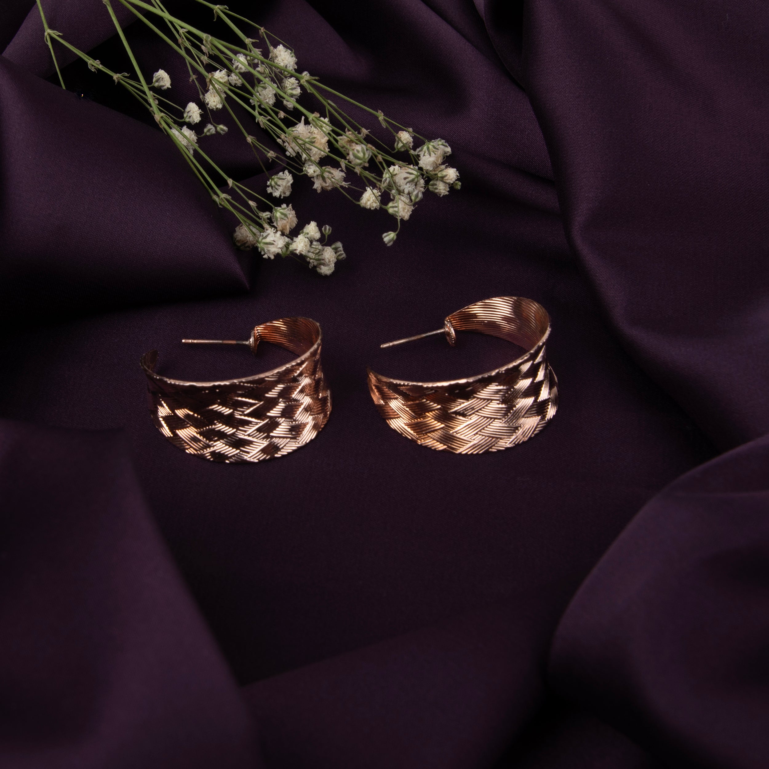 LA FILLE D'OR ROUND SHAPED EARRINGS (ROSE GOLD, ONE SIZE)