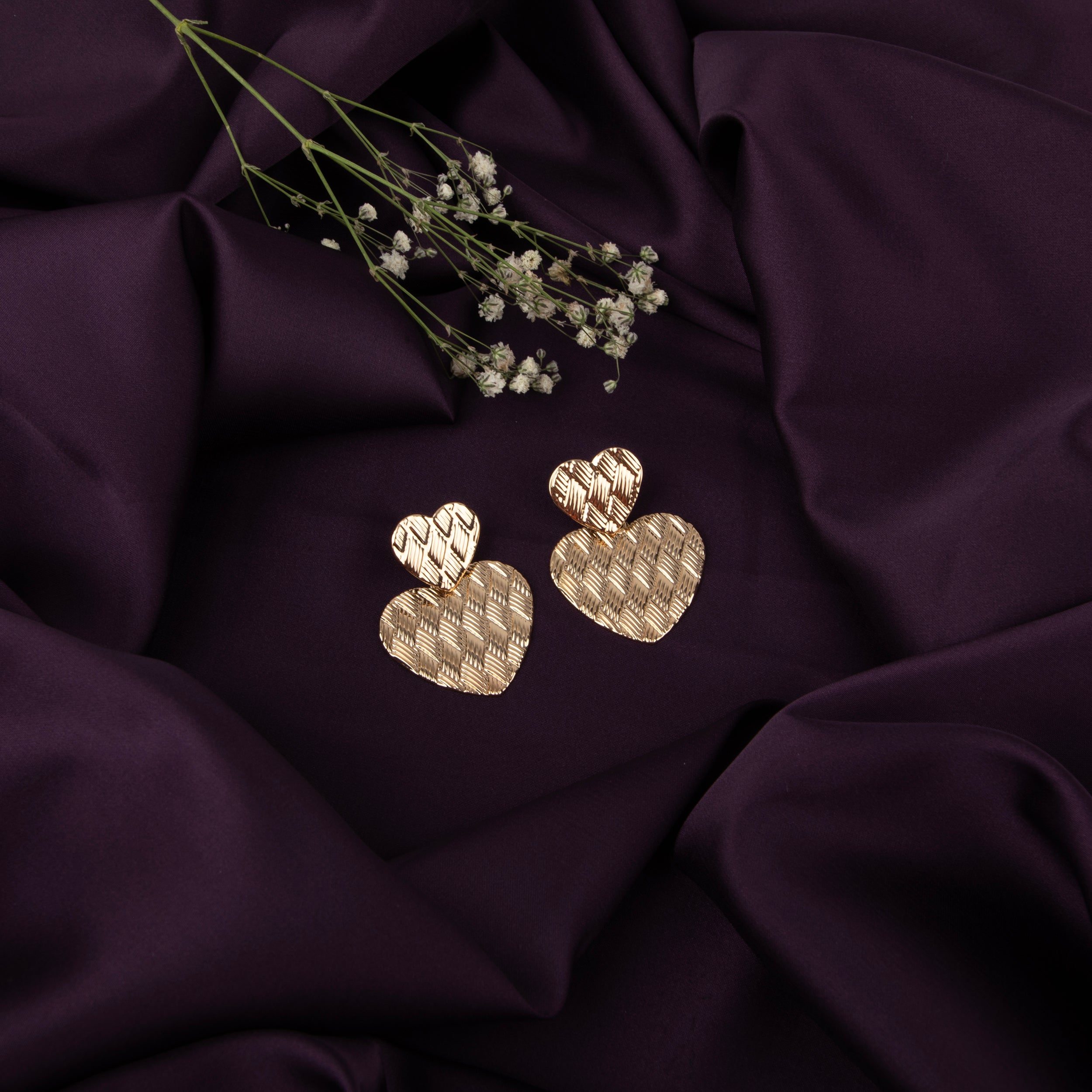 Gold-Tone Heart Shaped Earrings
