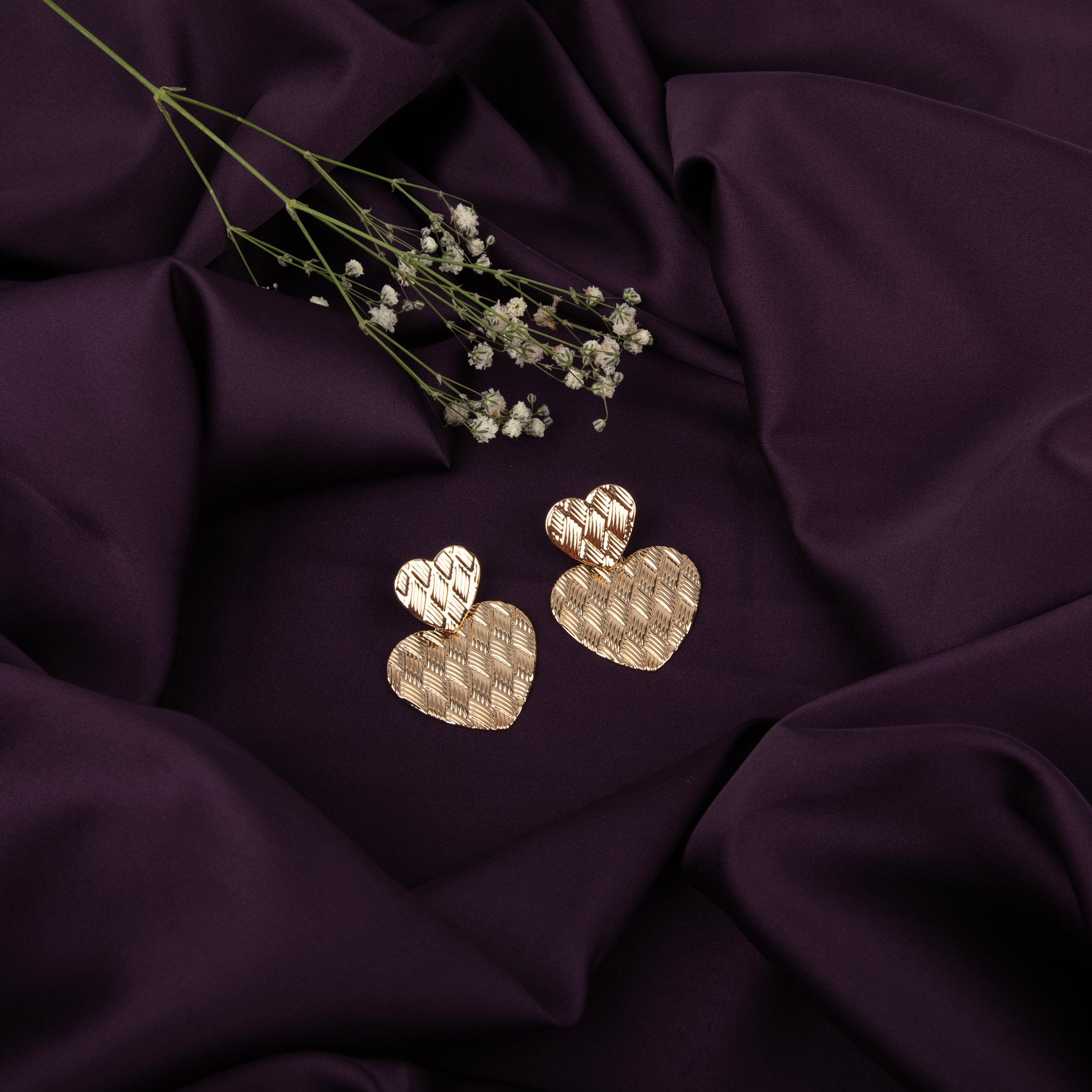 LA FILLE D'OR Gold-Tone Heart Shaped Earrings