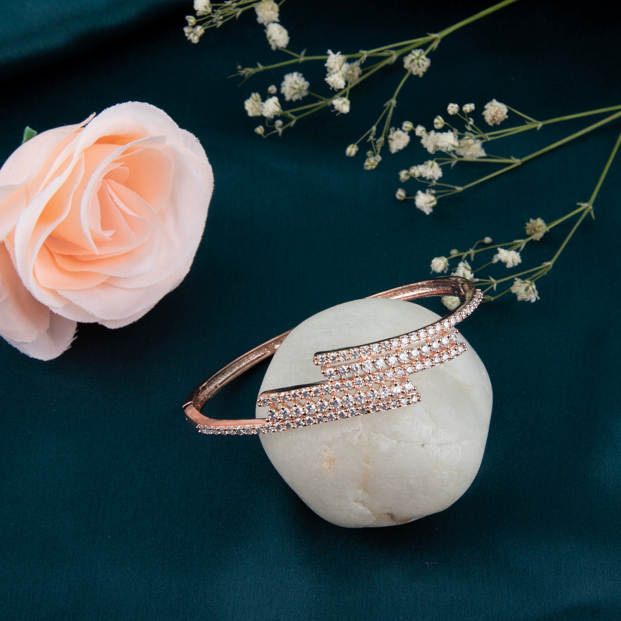 Rhinestone Encrusted Bracelet, Rose Gold Colour.