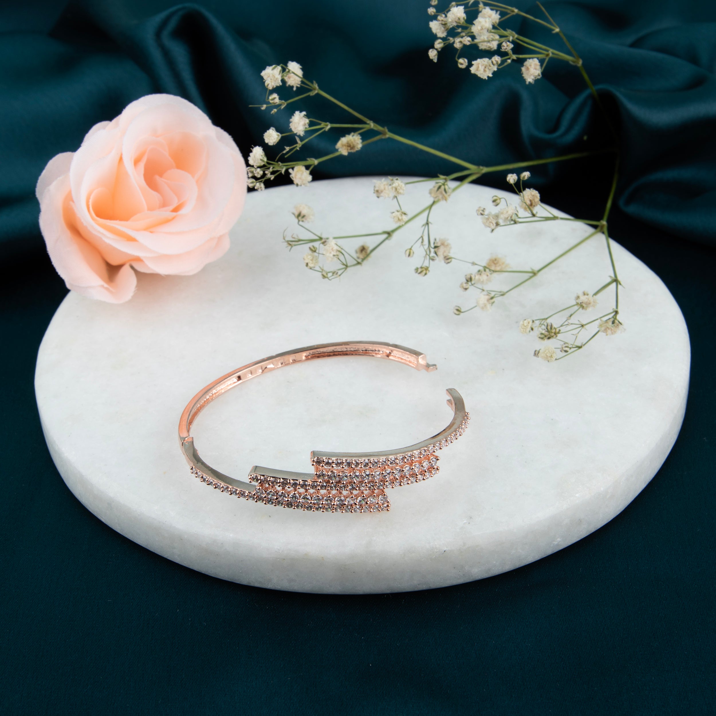 Rhinestone Encrusted Bracelet, Rose Gold Colour.