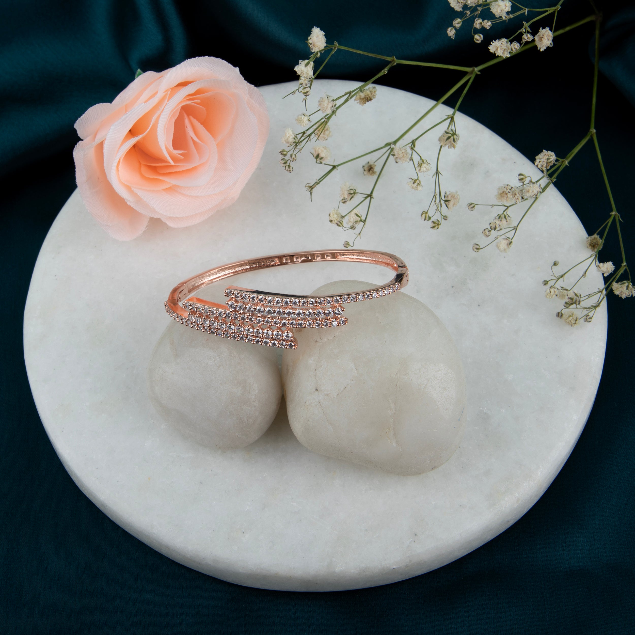 Rhinestone Encrusted Bracelet, Rose Gold Colour.