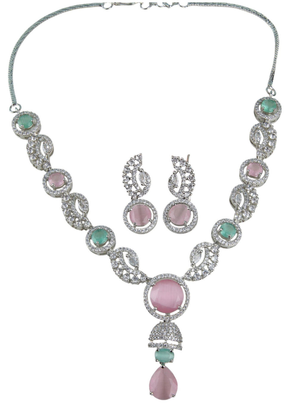 LA FILLE D'OR American diamond Look and Cubic Zirconia Necklace Set,