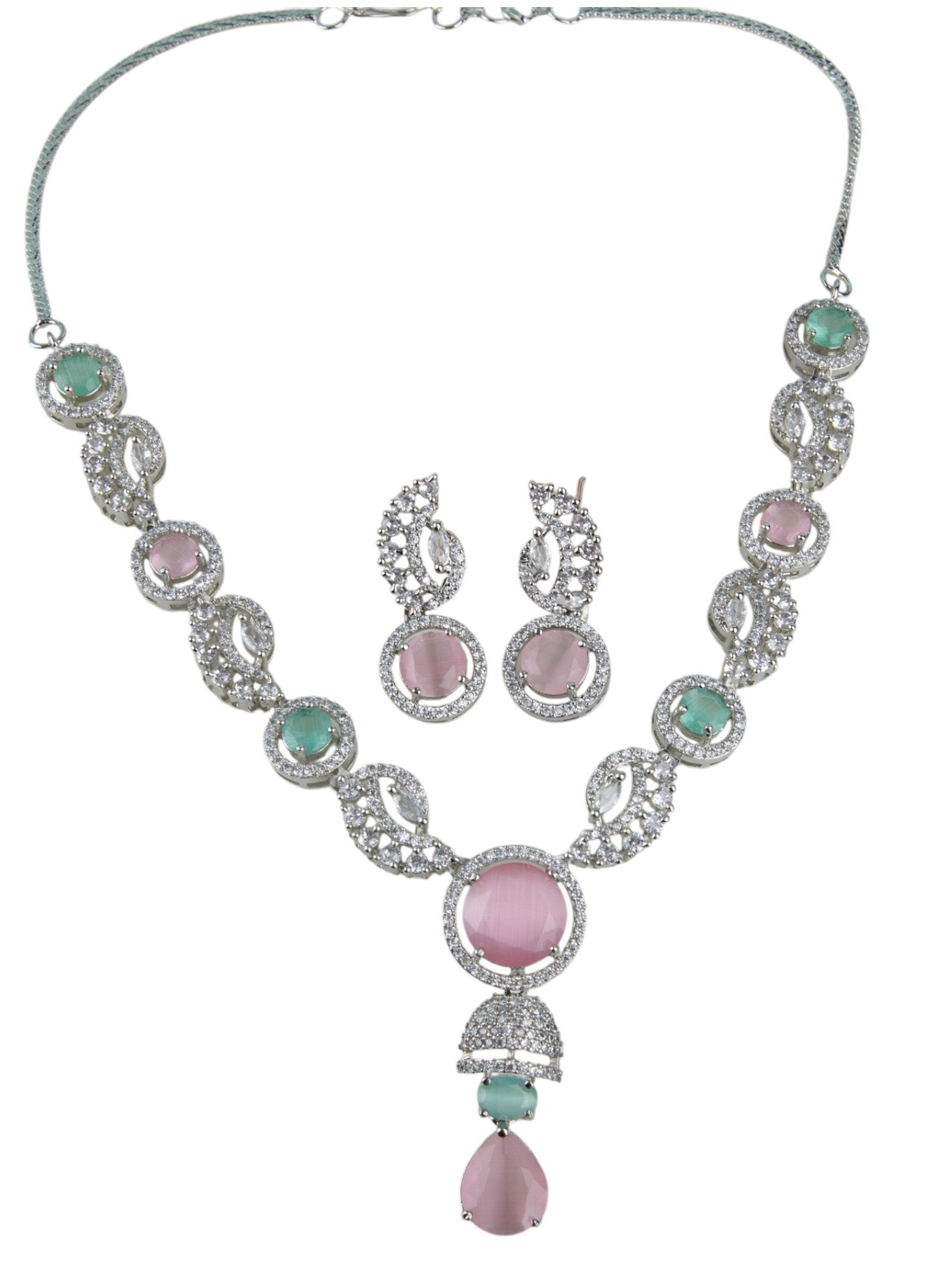 LA FILLE D'OR American diamond Look and Cubic Zirconia Necklace Set,