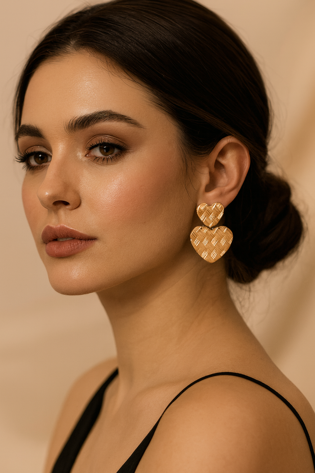 LA FILLE D'OR Gold-Tone Heart Shaped Earrings