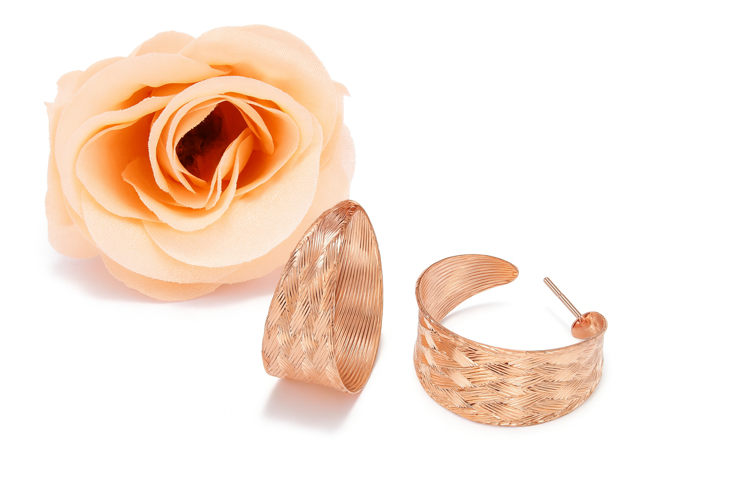 LA FILLE D'OR ROUND SHAPED EARRINGS (ROSE GOLD, ONE SIZE)