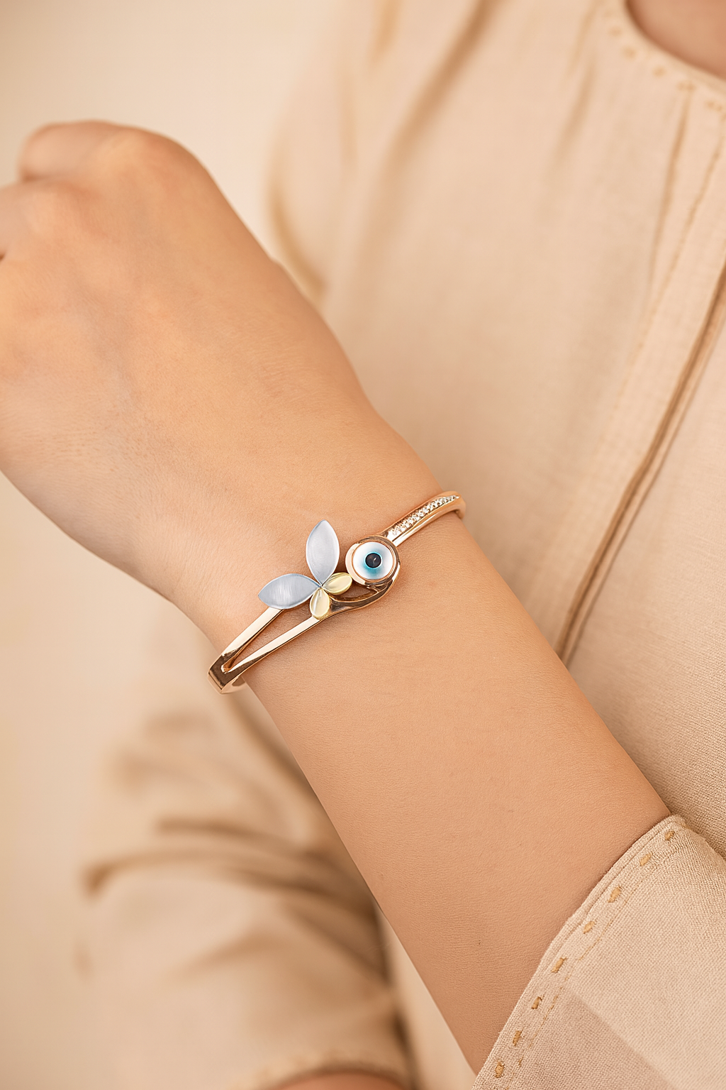 LA FILLE D'OR Evil Eye Butterfly Bracelet