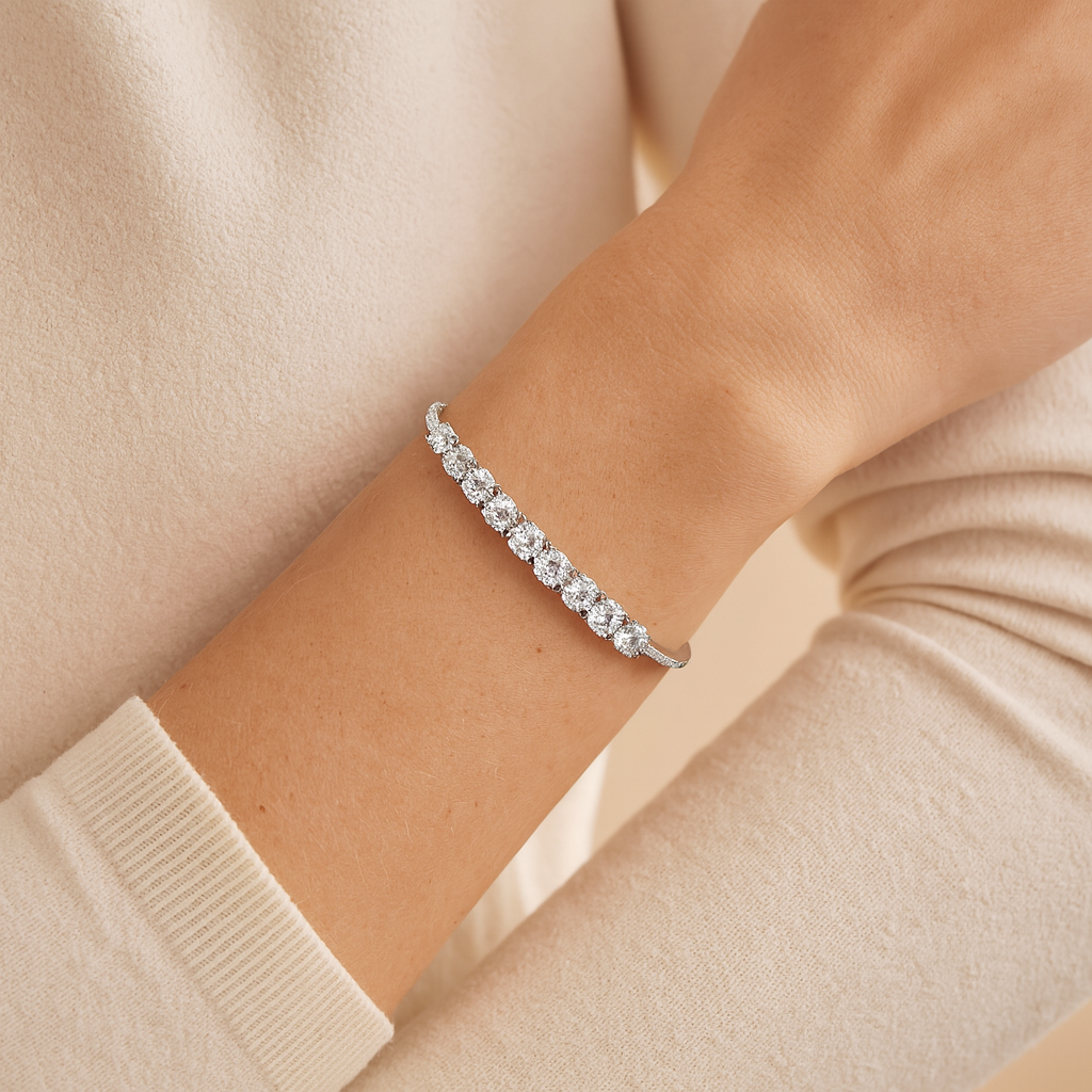 LA FILLE D'OR Elegant Cubic Zirconia silver colour Bracelet