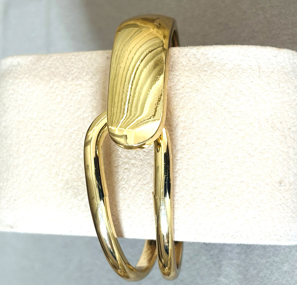 LA FILLE D'OR Elegant Gold-Plated OPEN BRACELET, Textured Design.
