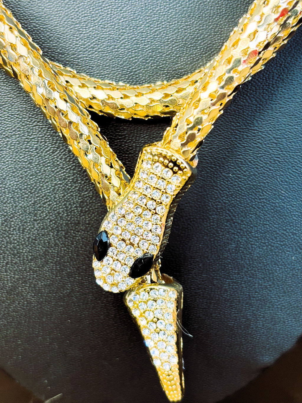 LA FILLE D'OR Luxury Snake Chain Necklace with Crystal-Studded Pendant,Fashion Jewellery